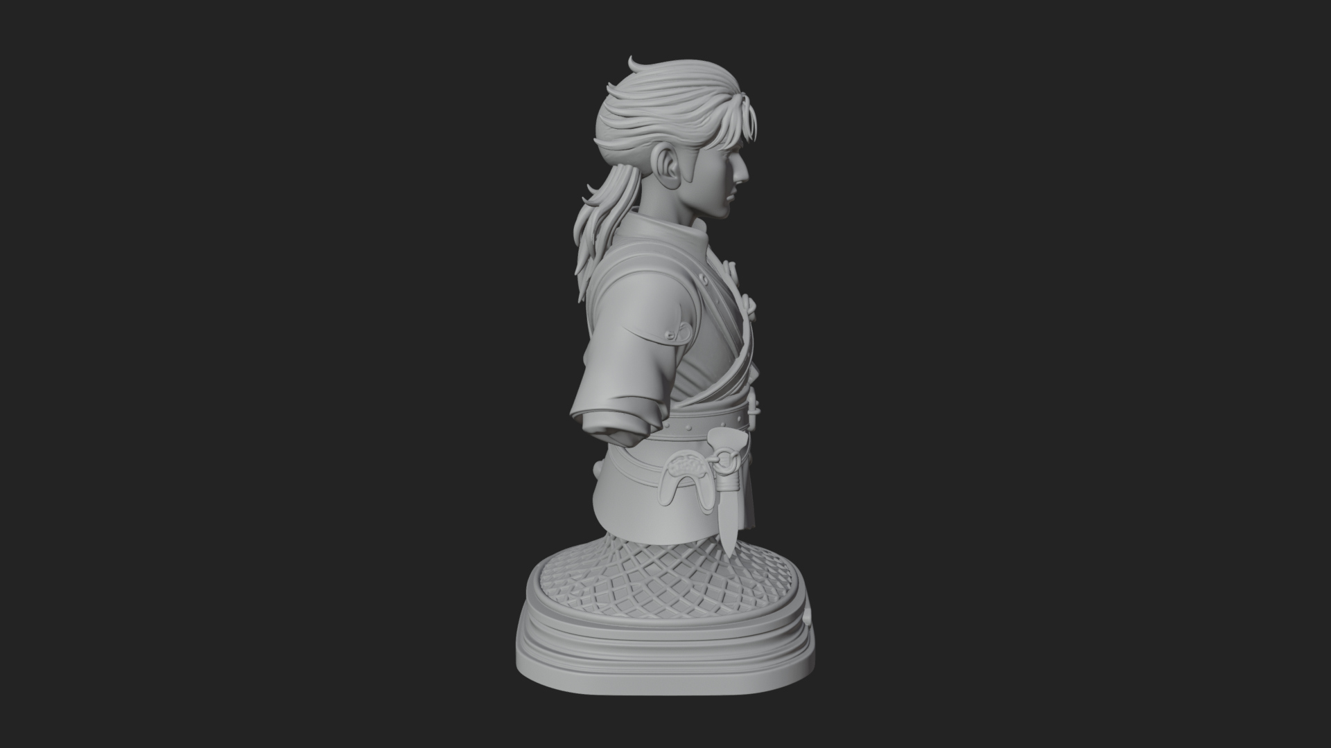 Coat Wearing Swordsman Bust Design 10 3D Print Model 3D Model