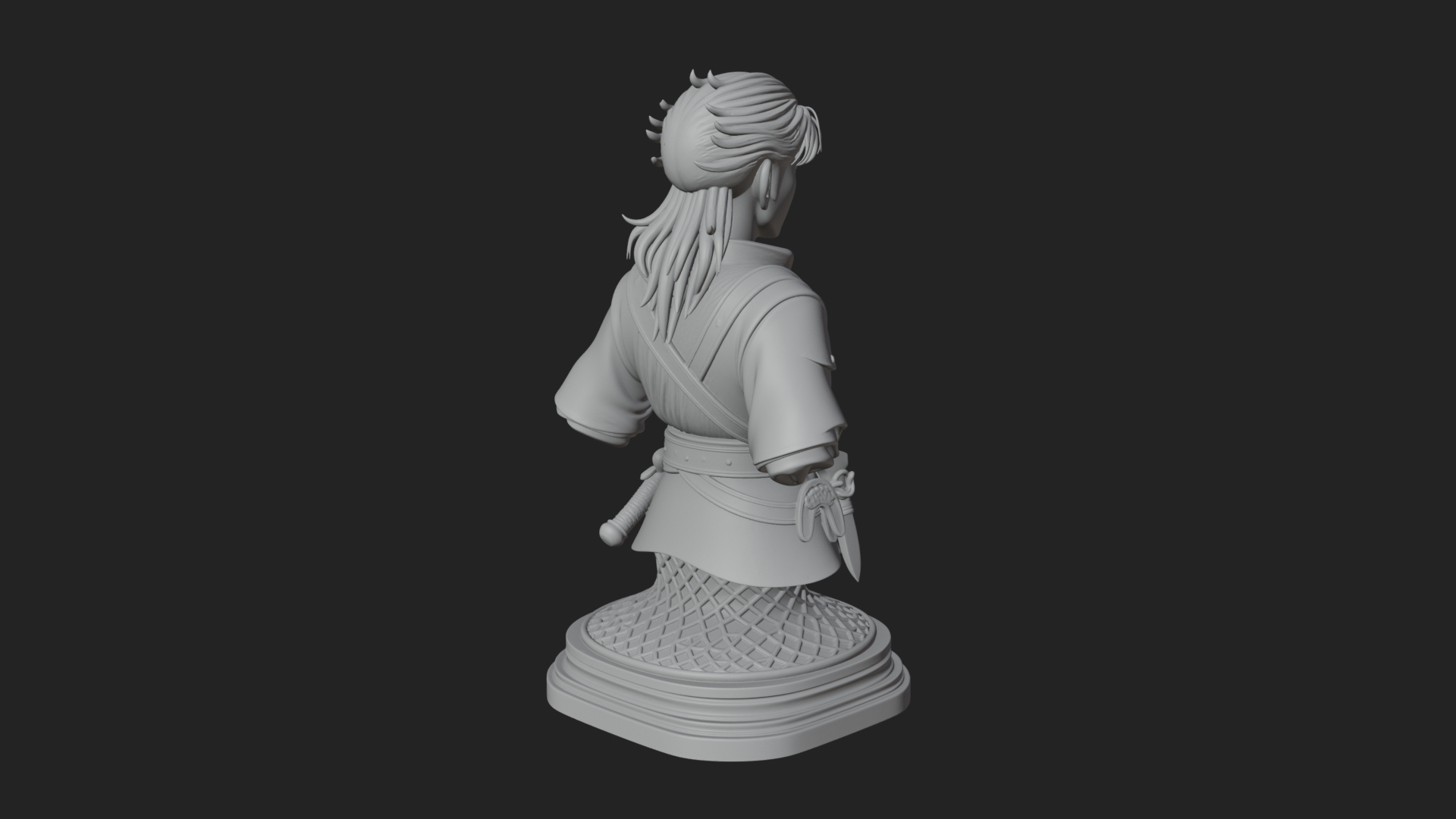 Coat Wearing Swordsman Bust Design 10 3D Print Model 3D Model