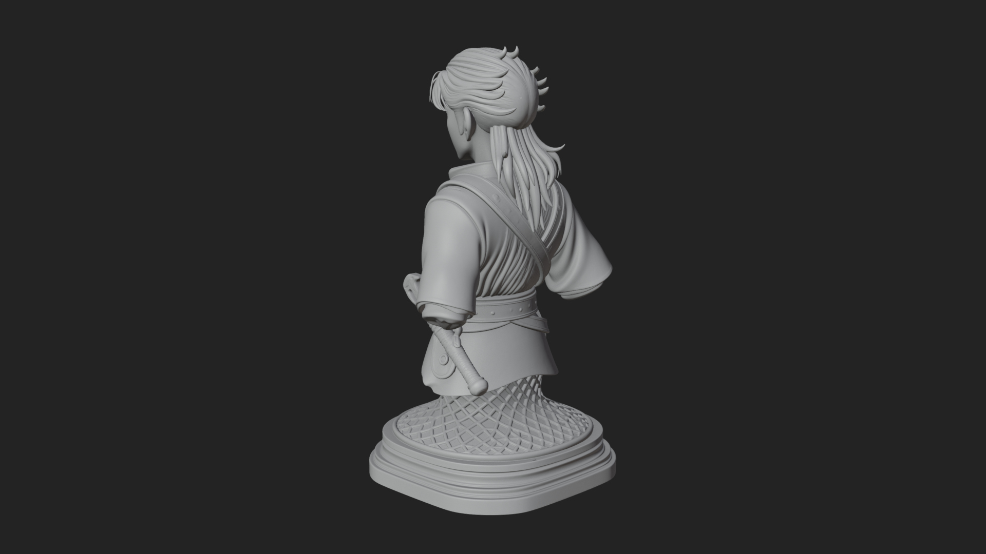 Coat Wearing Swordsman Bust Design 10 3D Print Model 3D Model