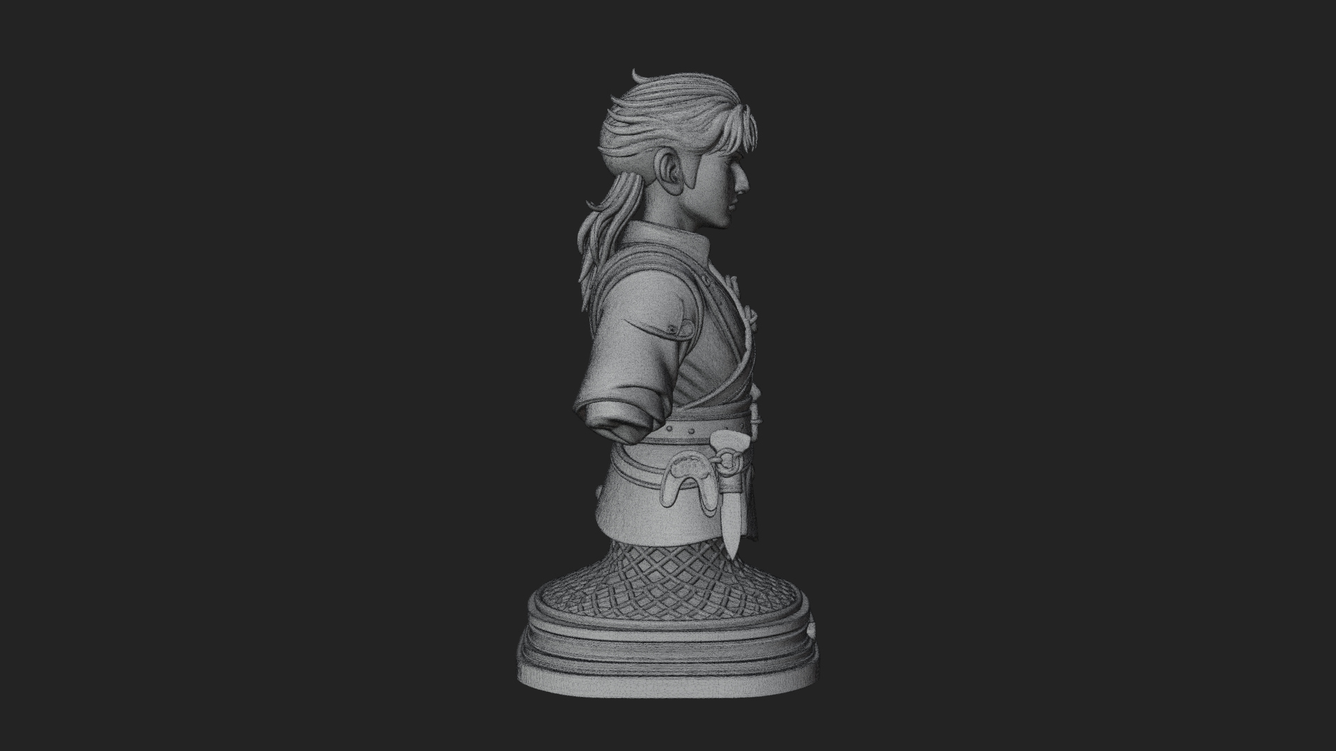 Coat Wearing Swordsman Bust Design 10 3D Print Model 3D Model