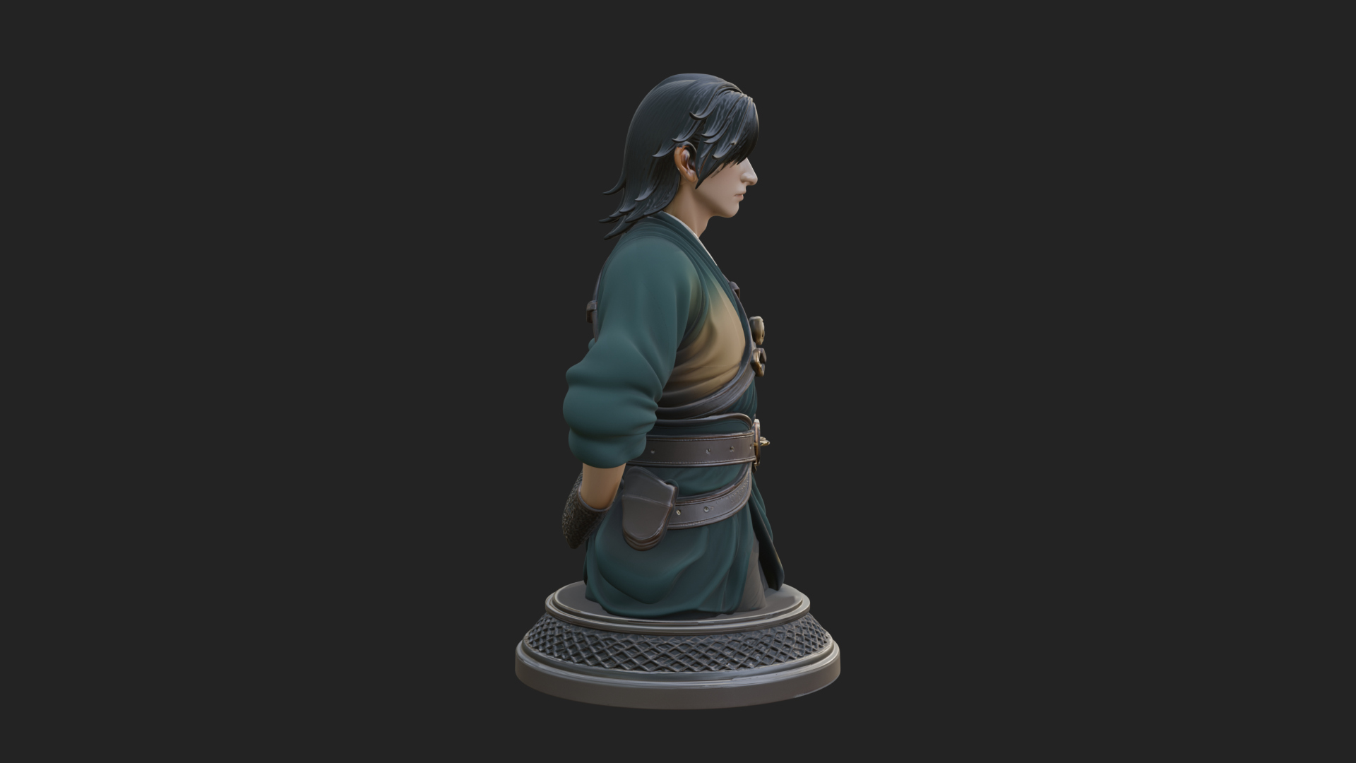 Coat Wearing Swordsman Bust Design 11 3D Print Model 3D Model