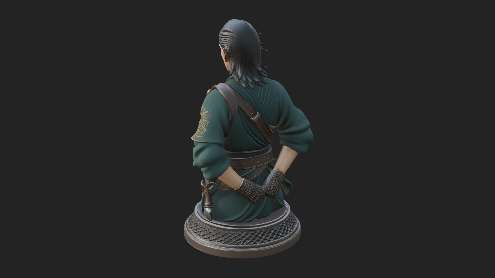 Coat Wearing Swordsman Bust Design 11 3D Print Model 3D Model