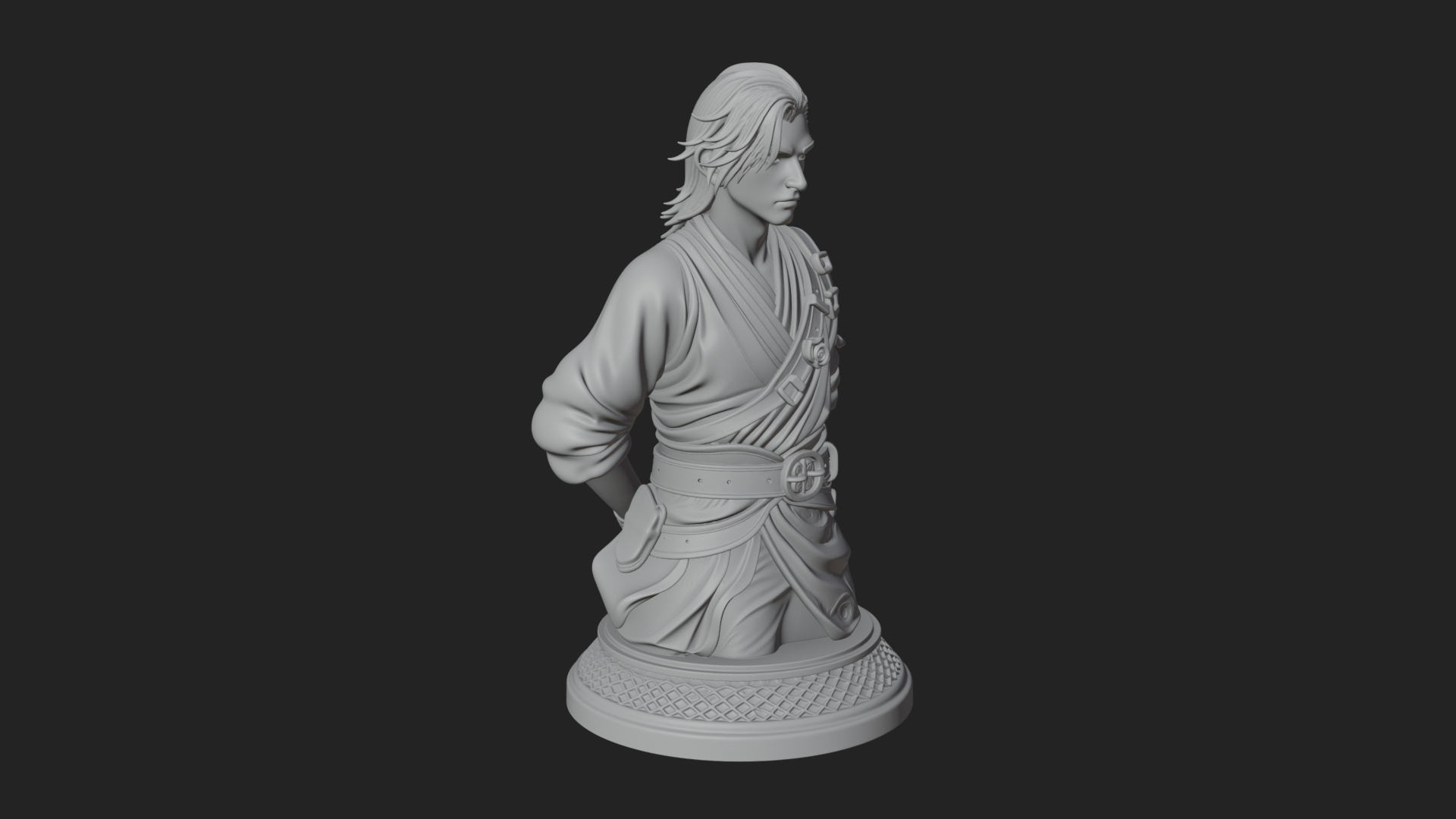 Coat Wearing Swordsman Bust Design 11 3D Print Model 3D Model