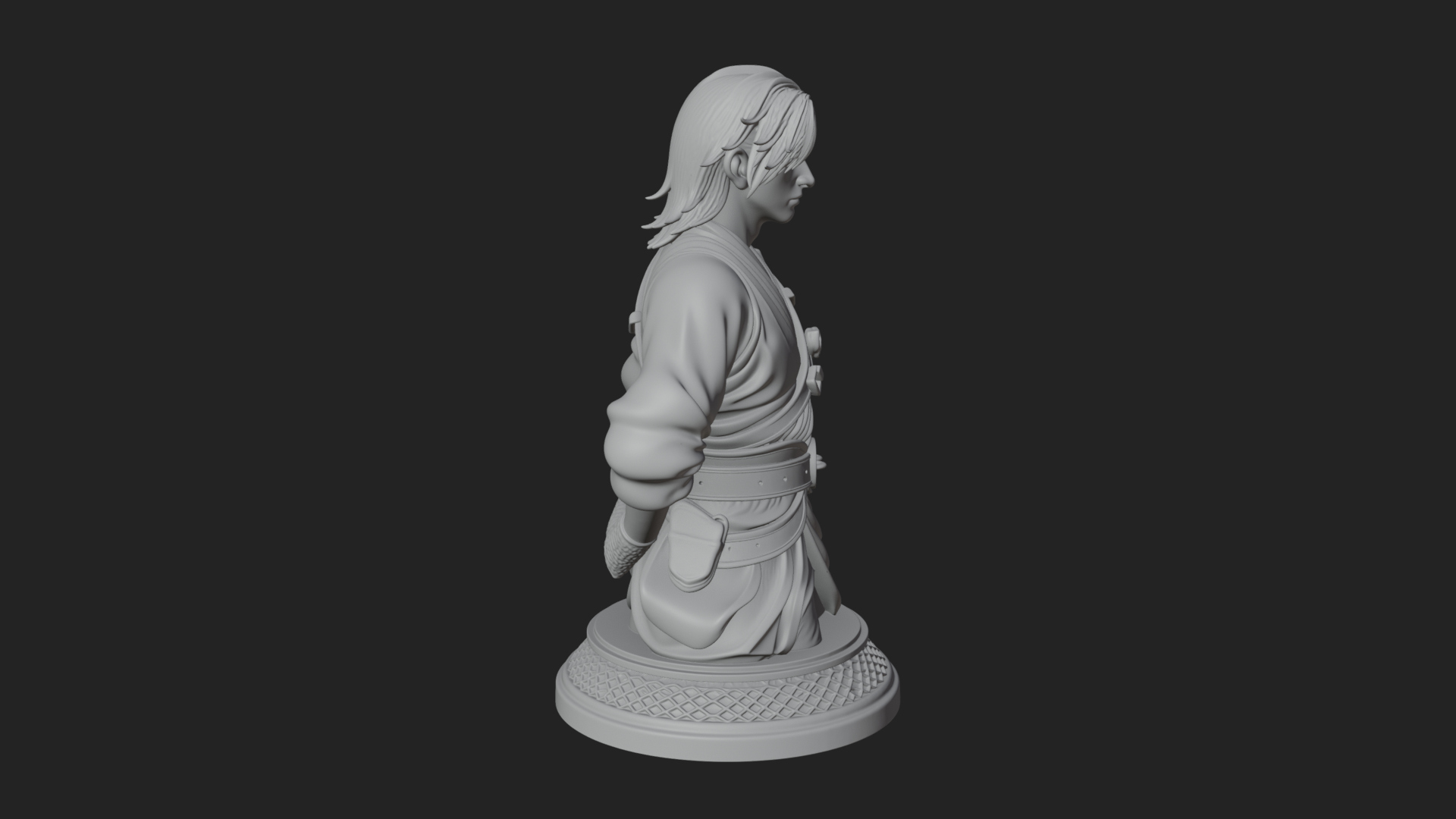 Coat Wearing Swordsman Bust Design 11 3D Print Model 3D Model