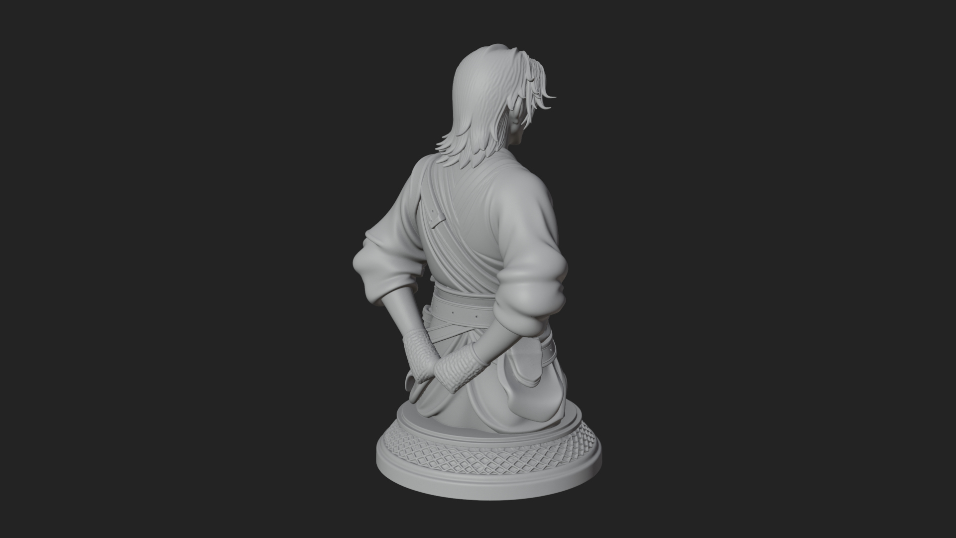 Coat Wearing Swordsman Bust Design 11 3D Print Model 3D Model