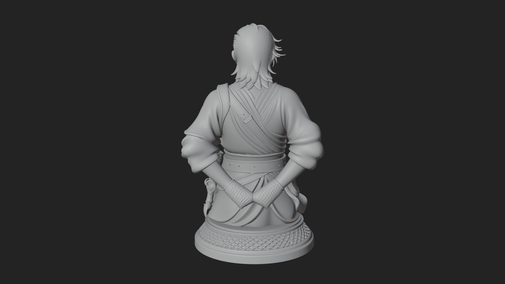 Coat Wearing Swordsman Bust Design 11 3D Print Model 3D Model