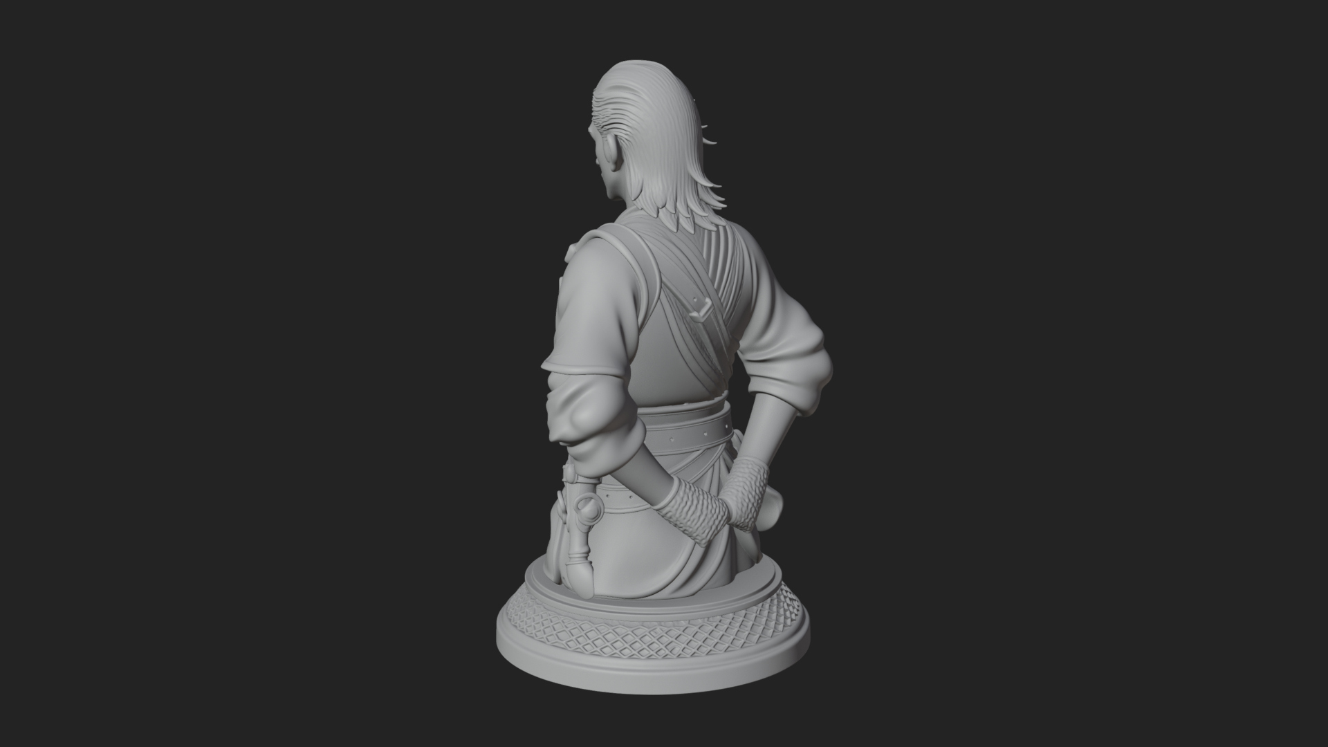 Coat Wearing Swordsman Bust Design 11 3D Print Model 3D Model