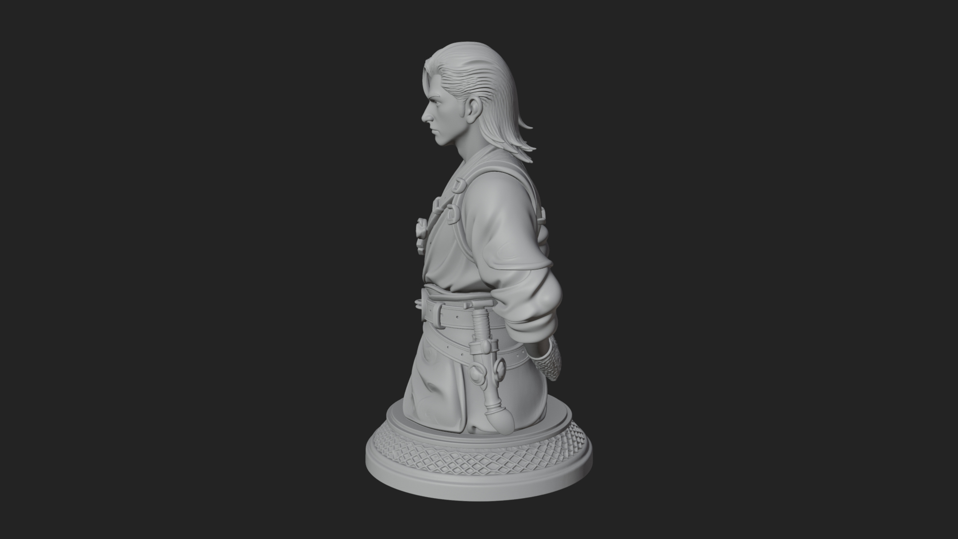 Coat Wearing Swordsman Bust Design 11 3D Print Model 3D Model