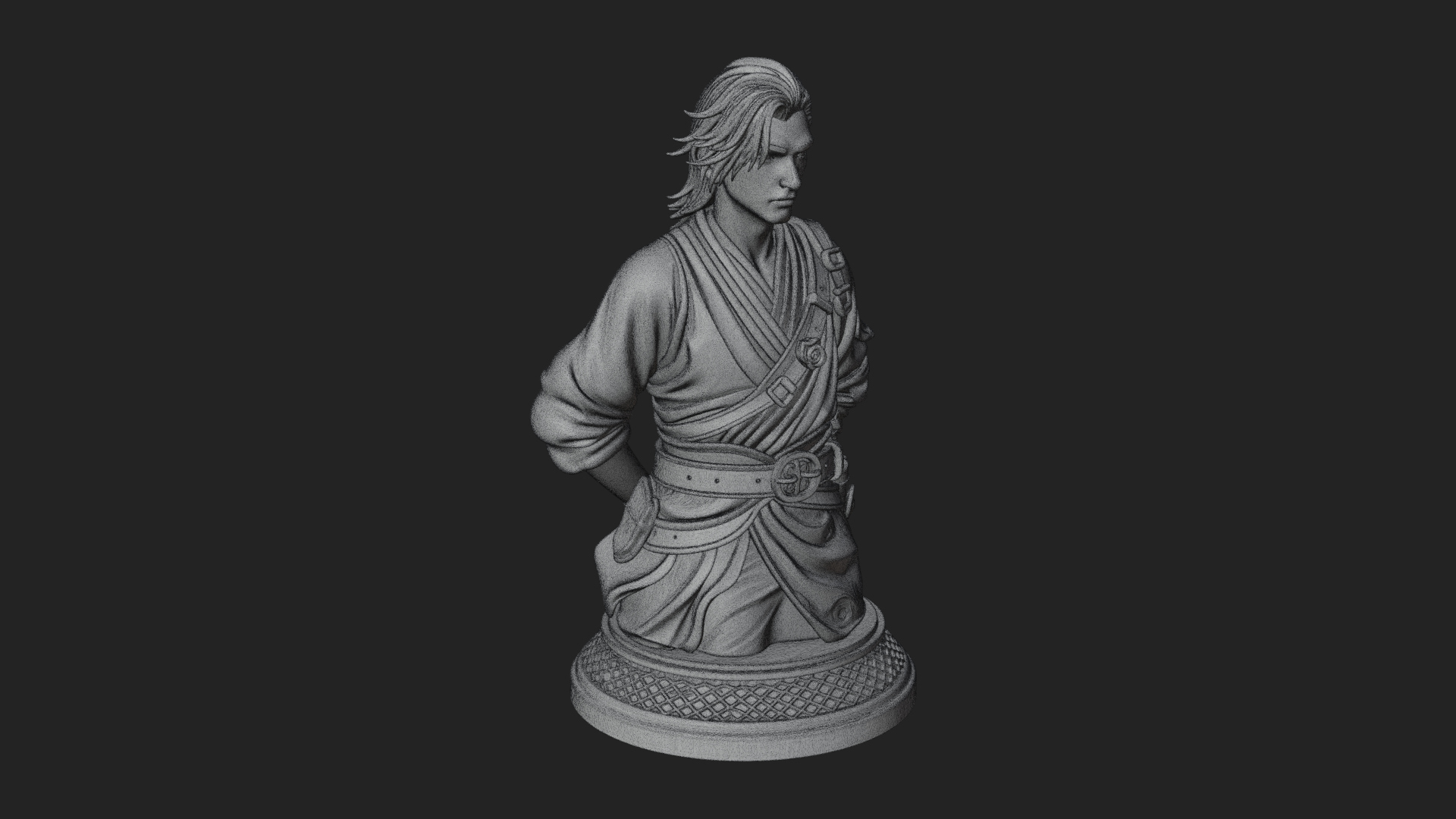 Coat Wearing Swordsman Bust Design 11 3D Print Model 3D Model