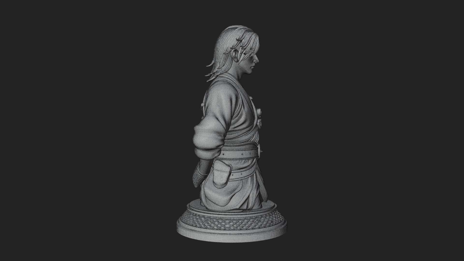Coat Wearing Swordsman Bust Design 11 3D Print Model 3D Model