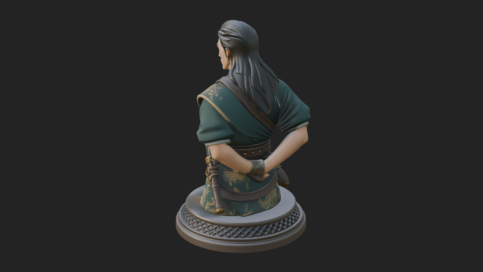 Coat Wearing Swordsman Bust Design 12 3D Print Model 3D Model