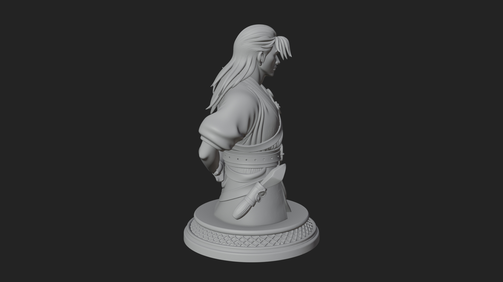 Coat Wearing Swordsman Bust Design 12 3D Print Model 3D Model