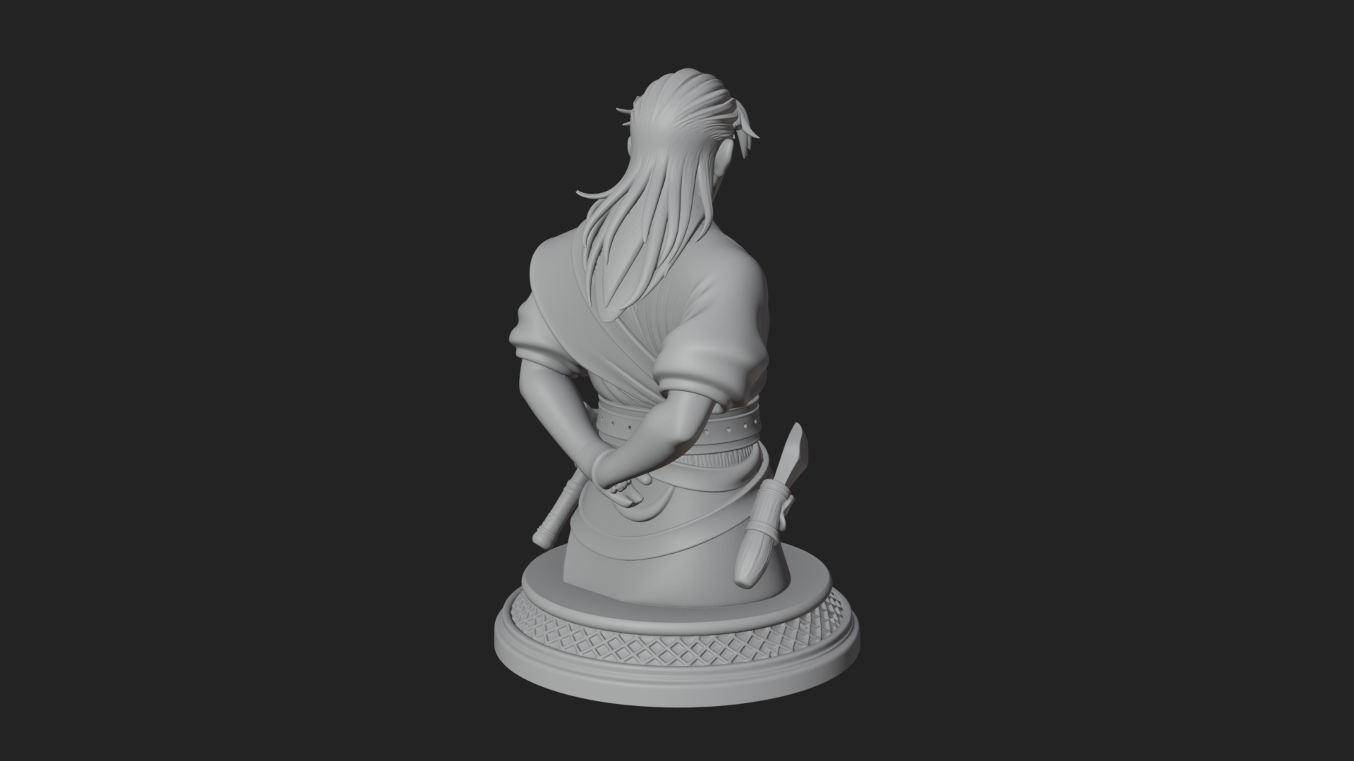 Coat Wearing Swordsman Bust Design 12 3D Print Model 3D Model