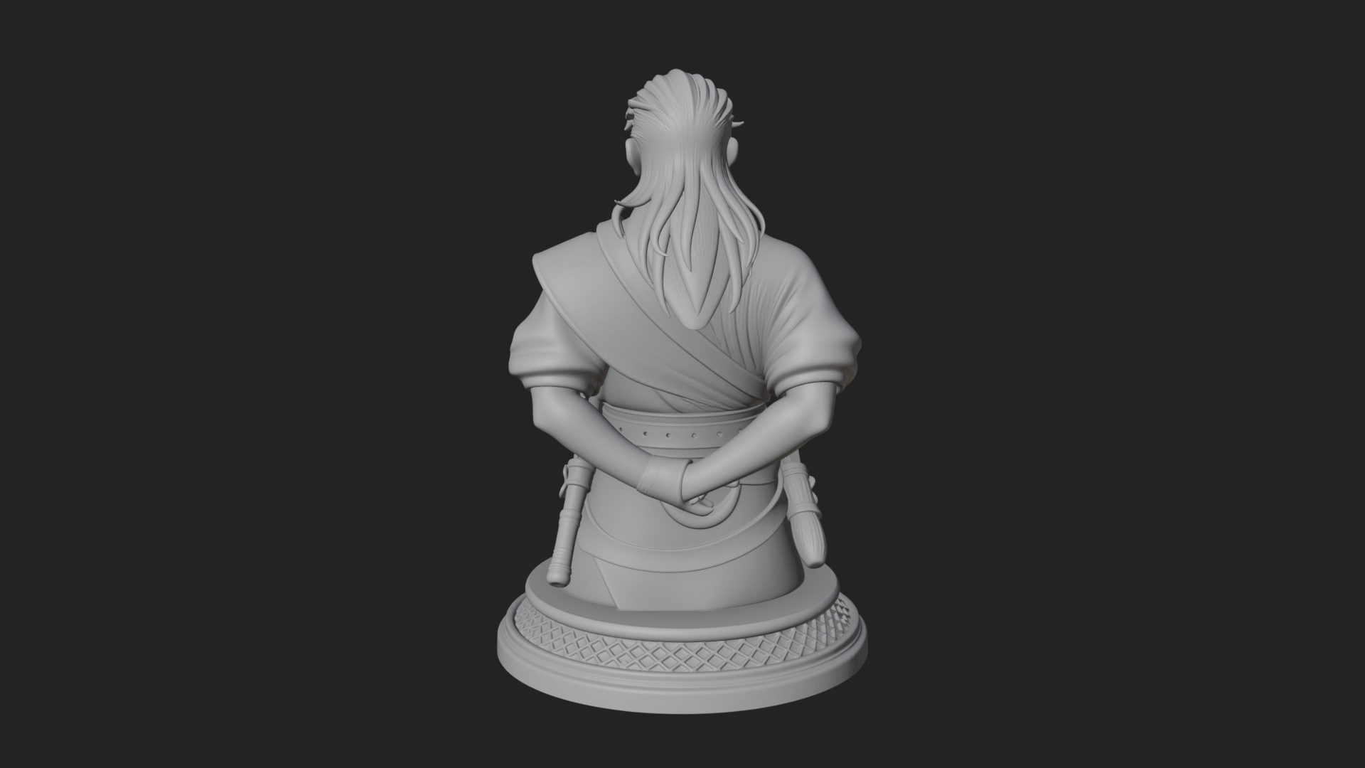 Coat Wearing Swordsman Bust Design 12 3D Print Model 3D Model