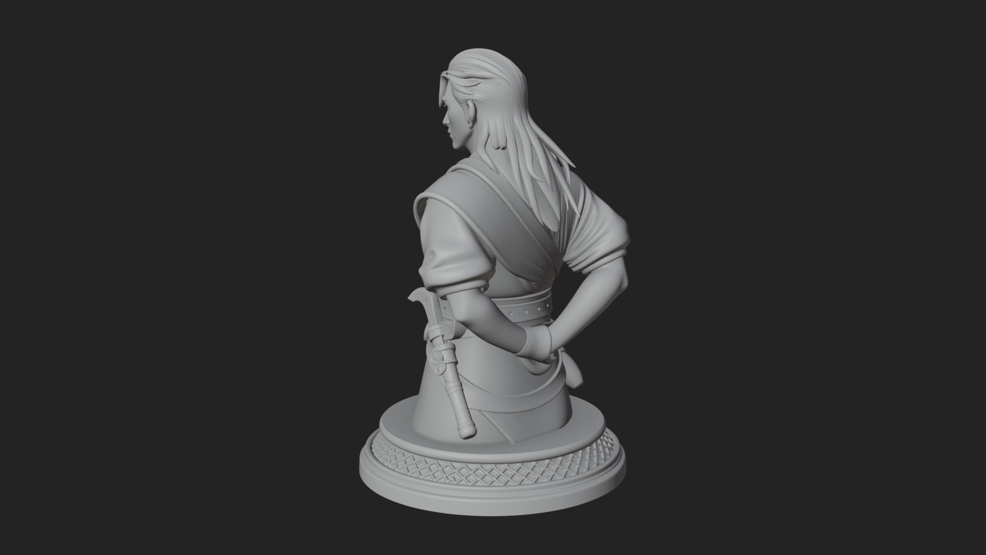 Coat Wearing Swordsman Bust Design 12 3D Print Model 3D Model