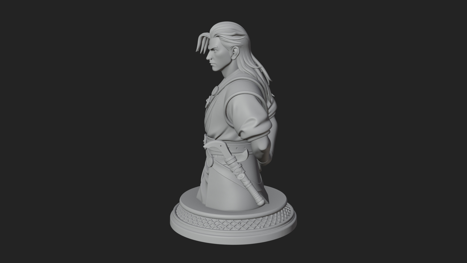 Coat Wearing Swordsman Bust Design 12 3D Print Model 3D Model