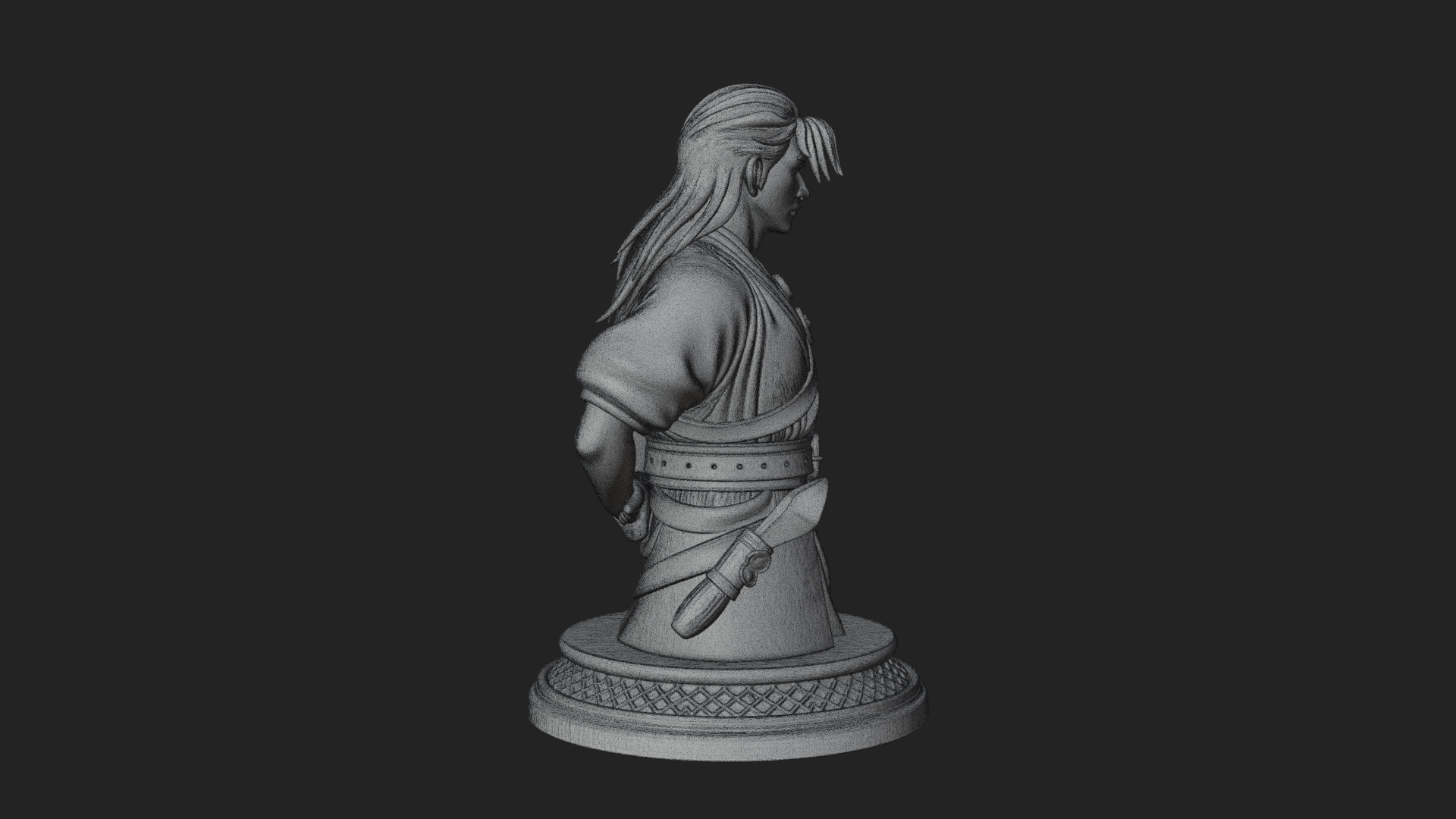 Coat Wearing Swordsman Bust Design 12 3D Print Model 3D Model
