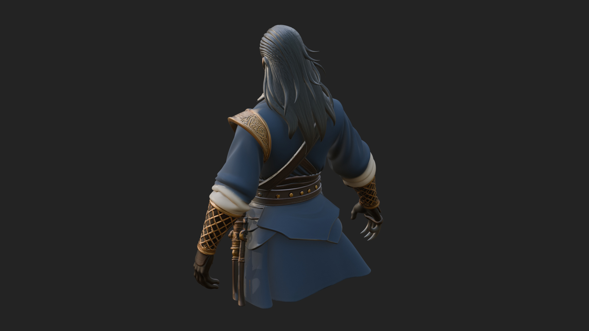 Coat Wearing Swordsman Bust Design 13 3D Print Model 3D Model