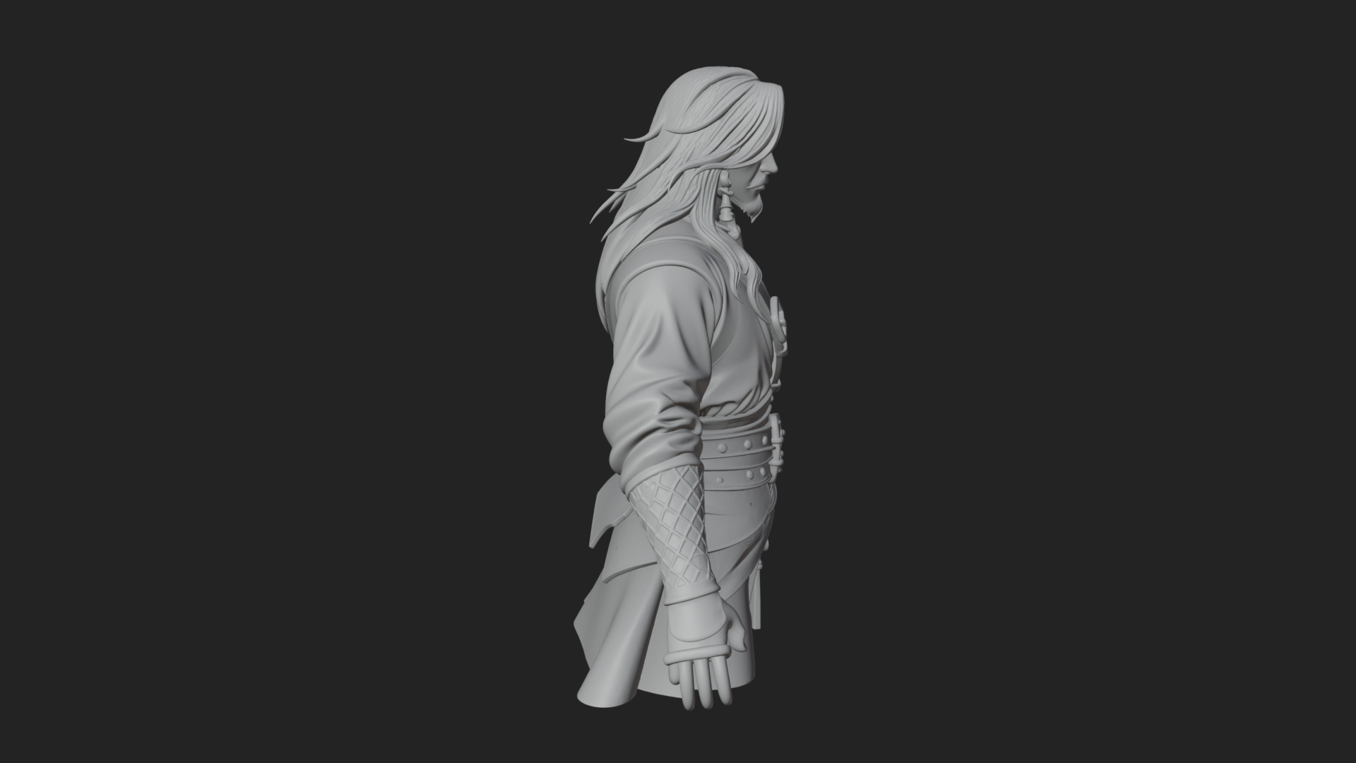 Coat Wearing Swordsman Bust Design 13 3D Print Model 3D Model