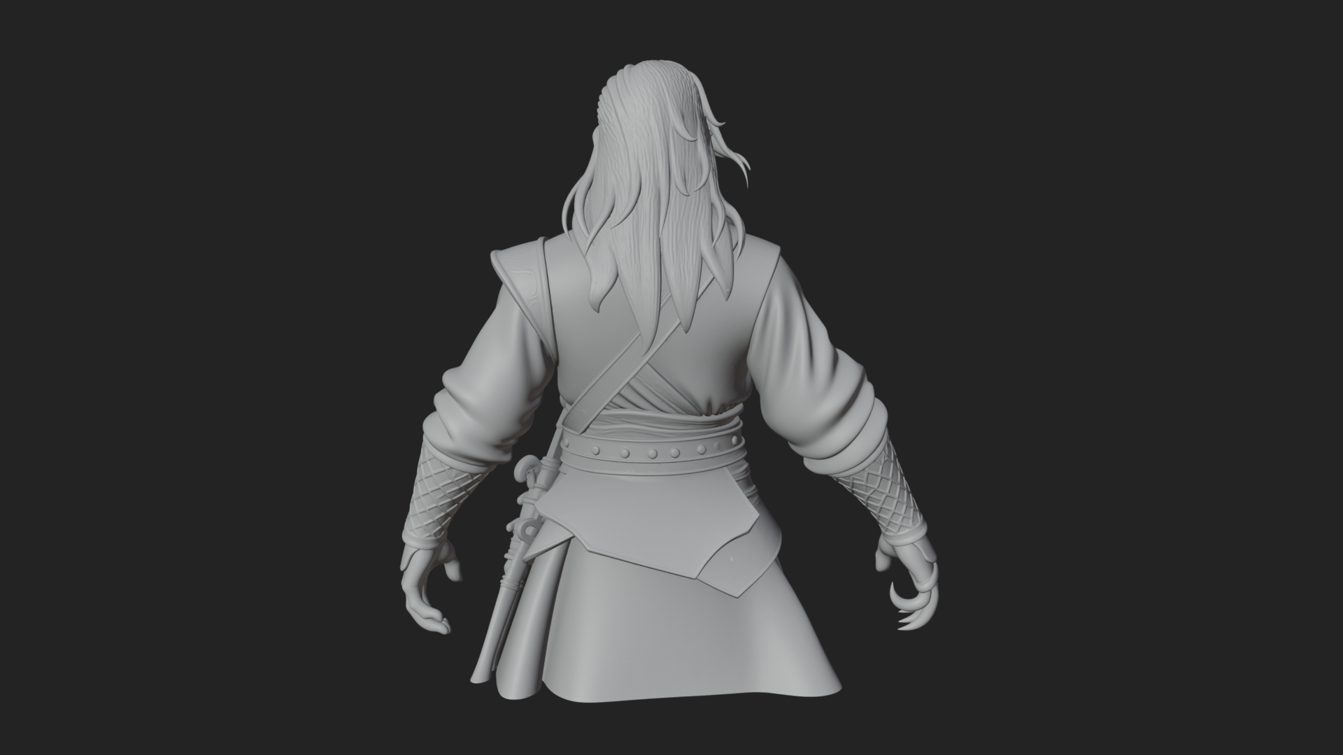 Coat Wearing Swordsman Bust Design 13 3D Print Model 3D Model
