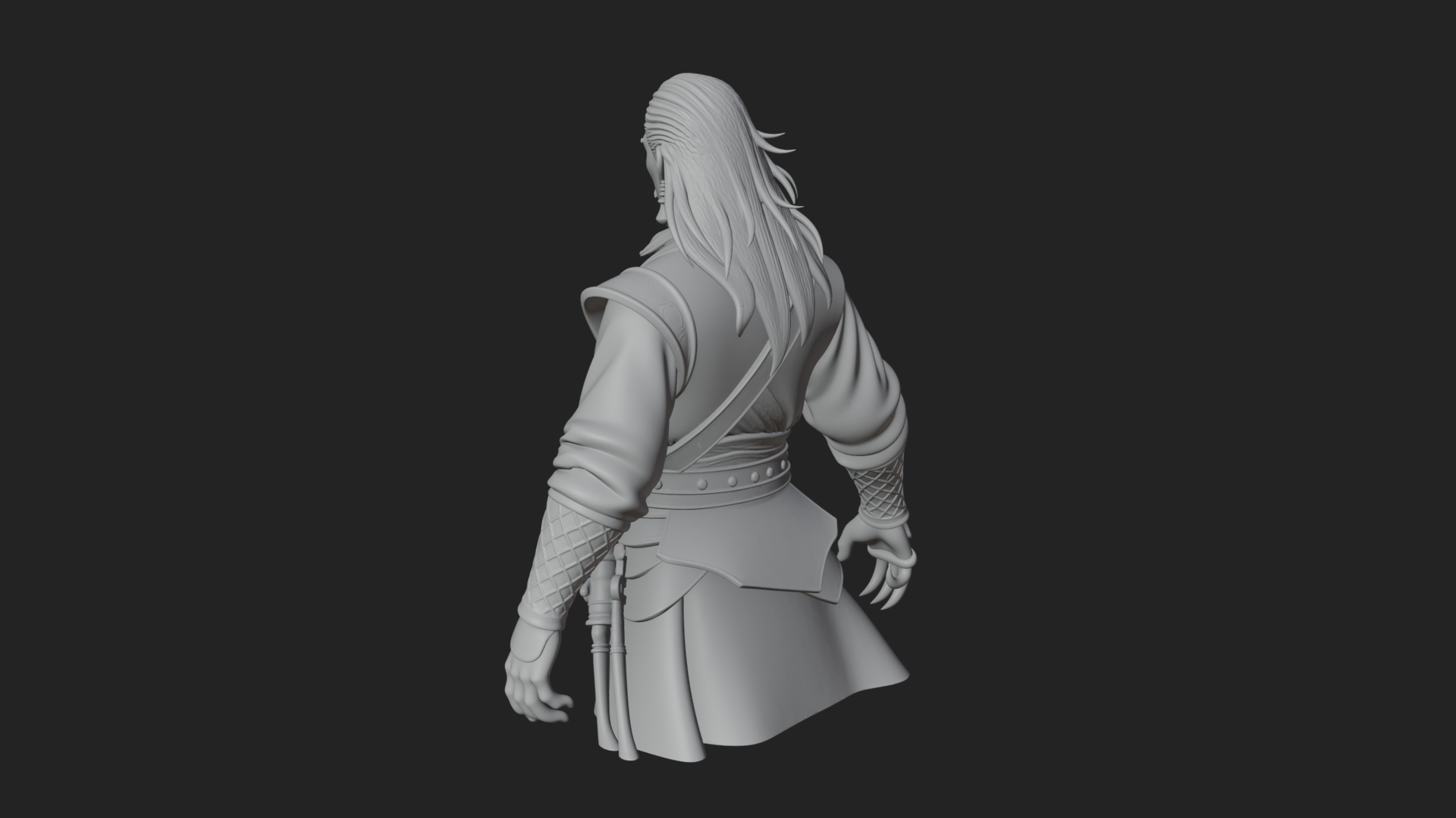 Coat Wearing Swordsman Bust Design 13 3D Print Model 3D Model