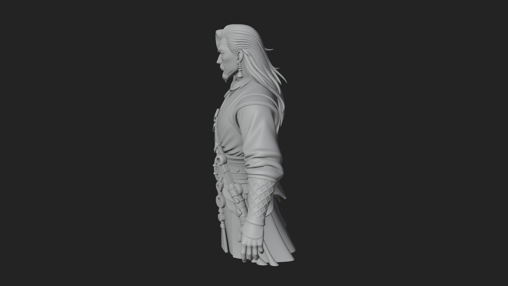 Coat Wearing Swordsman Bust Design 13 3D Print Model 3D Model