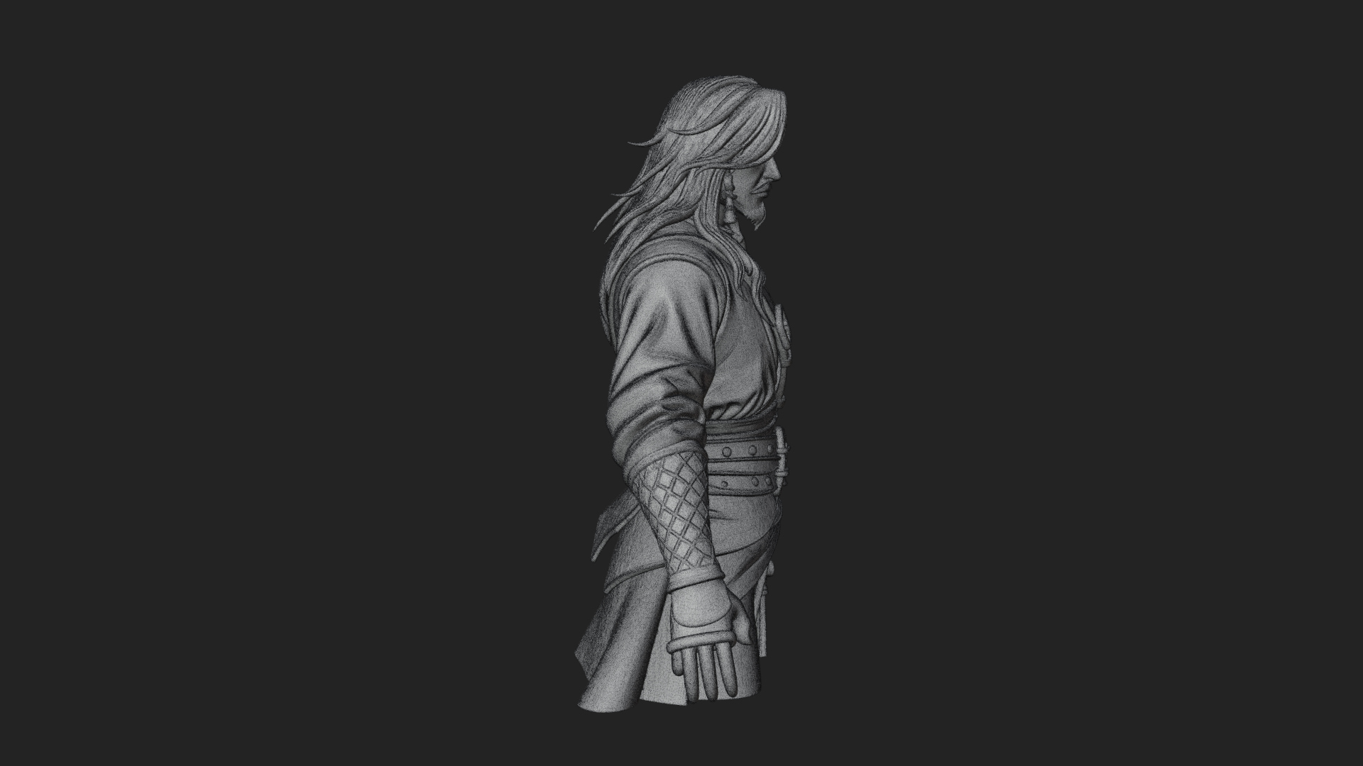 Coat Wearing Swordsman Bust Design 13 3D Print Model 3D Model