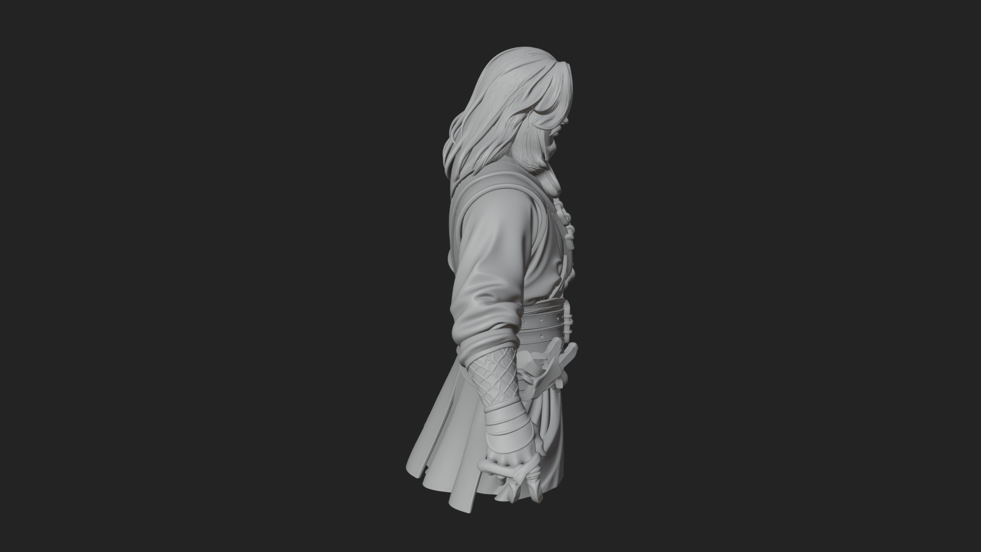 Coat Wearing Swordsman Bust Design 14 3D Print Model 3D Model