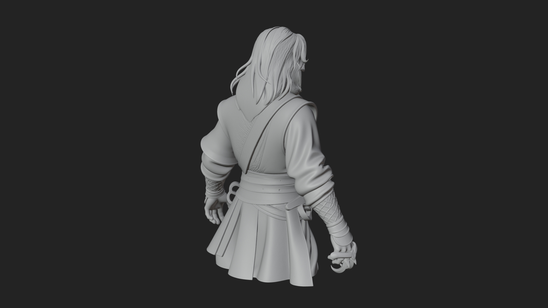 Coat Wearing Swordsman Bust Design 14 3D Print Model 3D Model