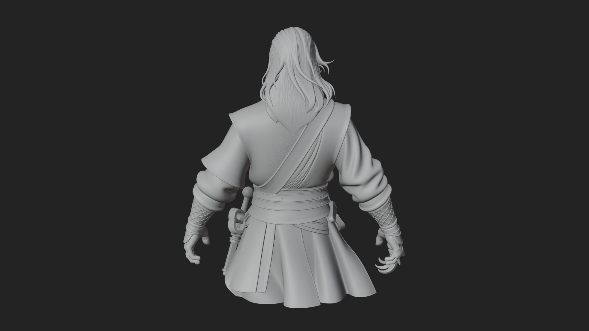 Coat Wearing Swordsman Bust Design 14 3D Print Model 3D Model