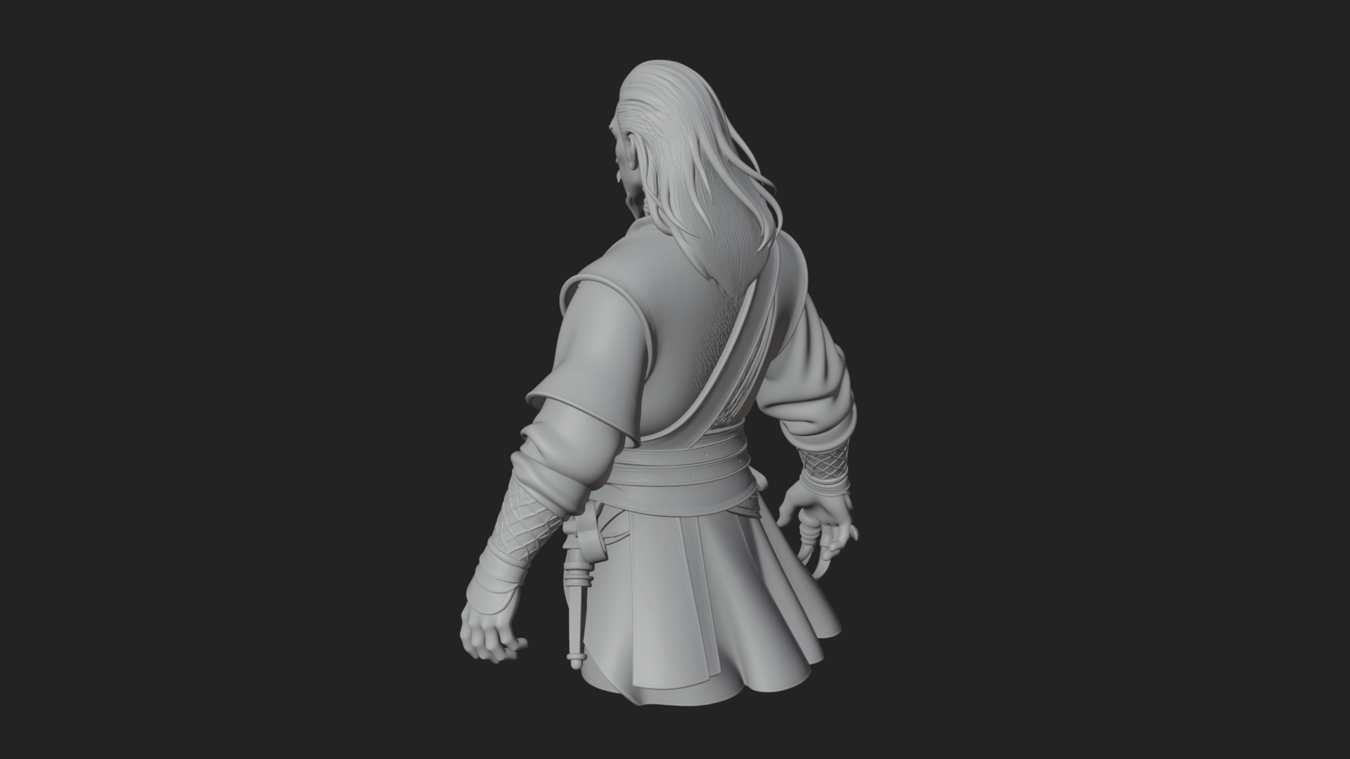 Coat Wearing Swordsman Bust Design 14 3D Print Model 3D Model