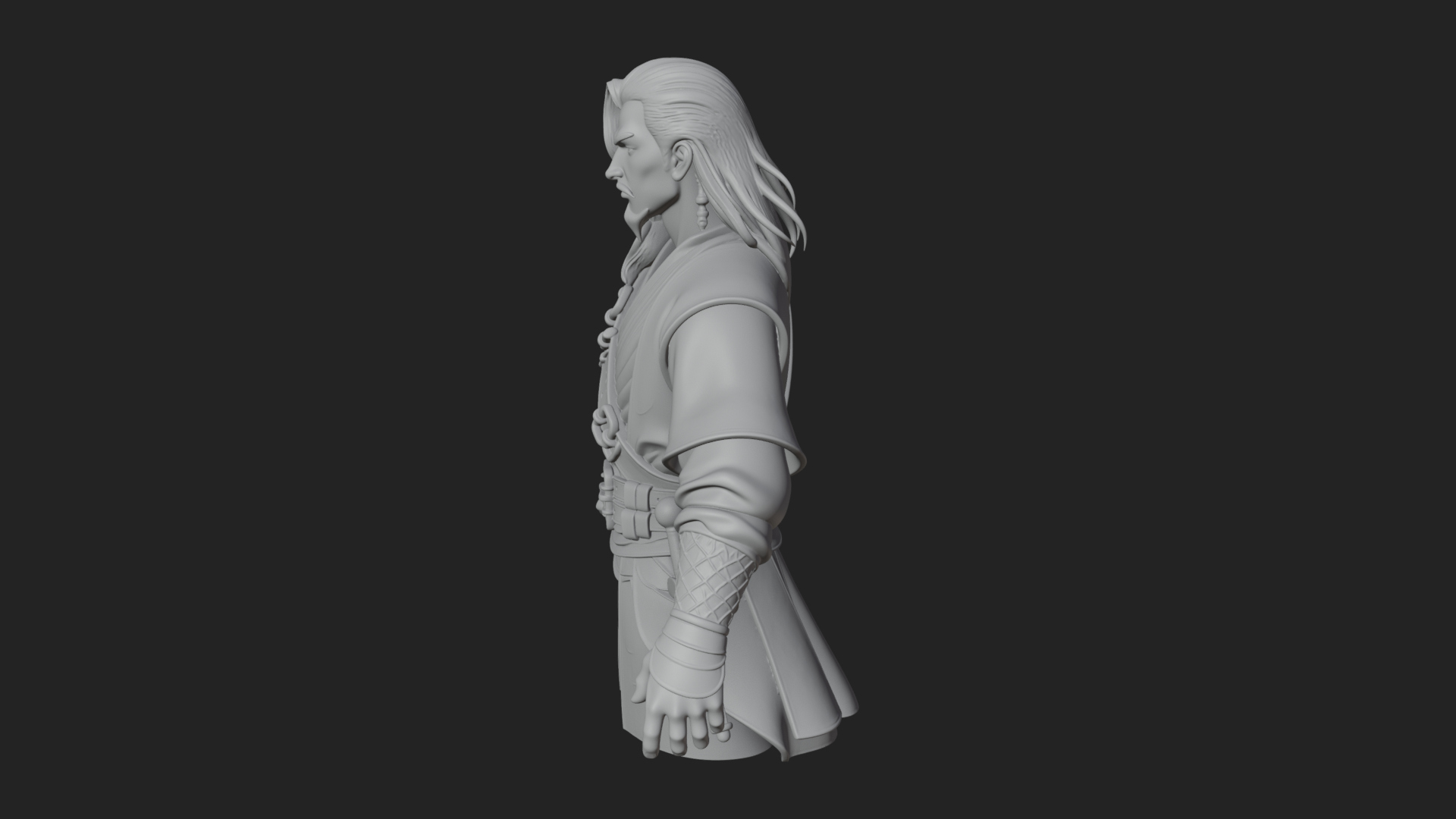 Coat Wearing Swordsman Bust Design 14 3D Print Model 3D Model