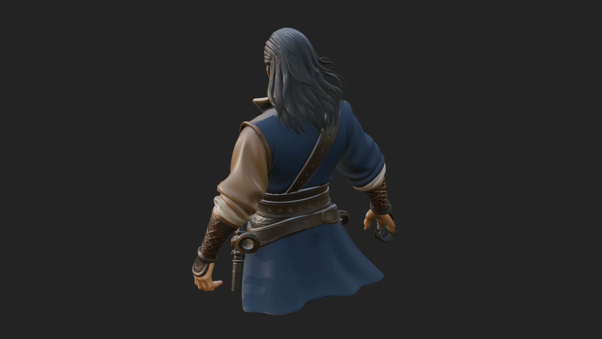 Coat Wearing Swordsman Bust Design 15 3D Print Model 3D Model