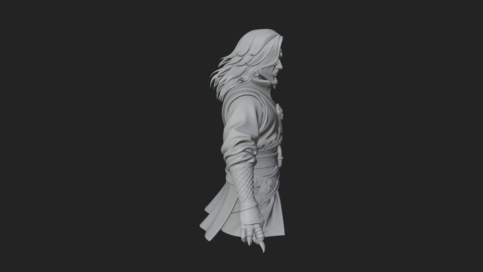Coat Wearing Swordsman Bust Design 15 3D Print Model 3D Model