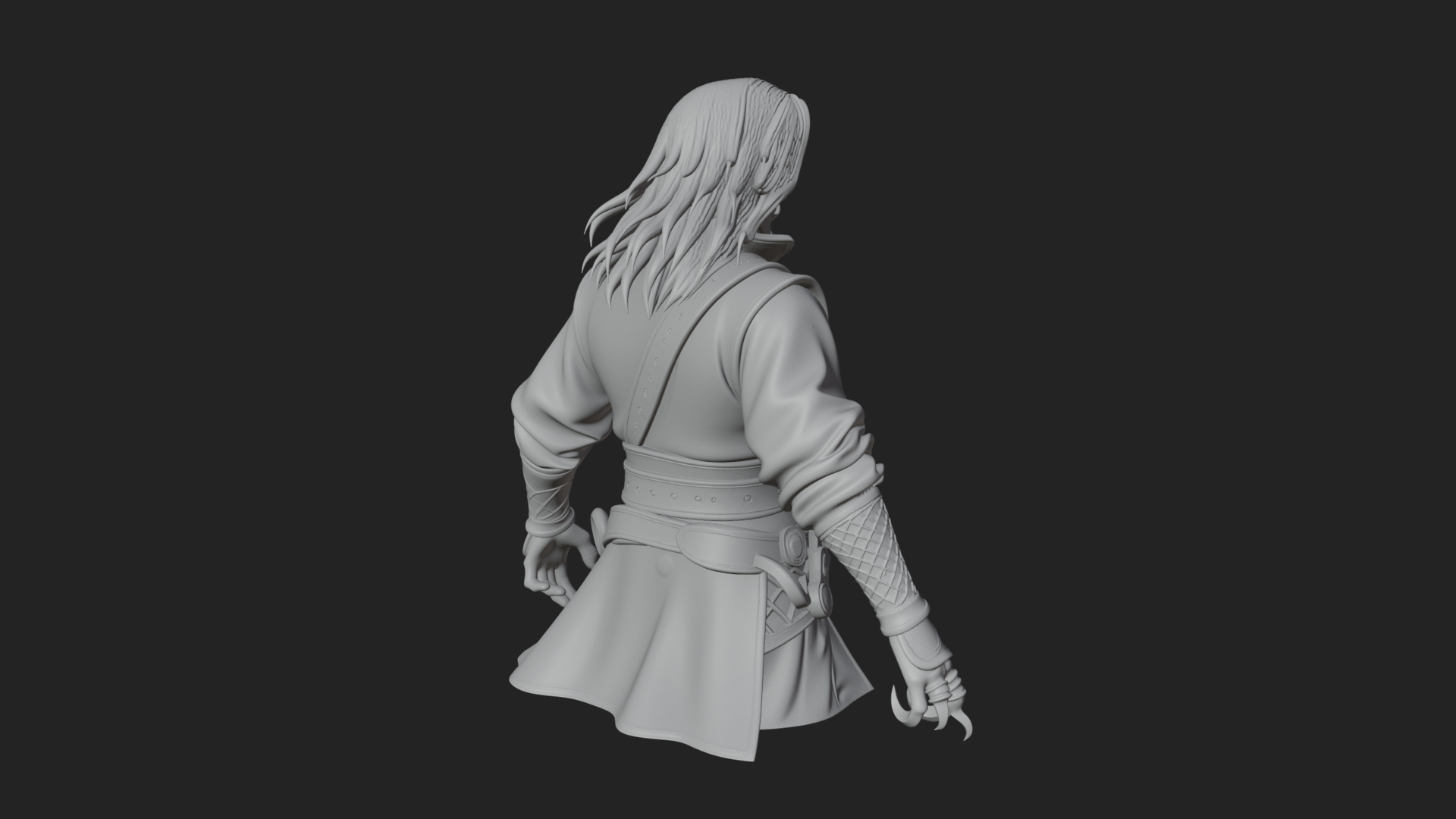 Coat Wearing Swordsman Bust Design 15 3D Print Model 3D Model