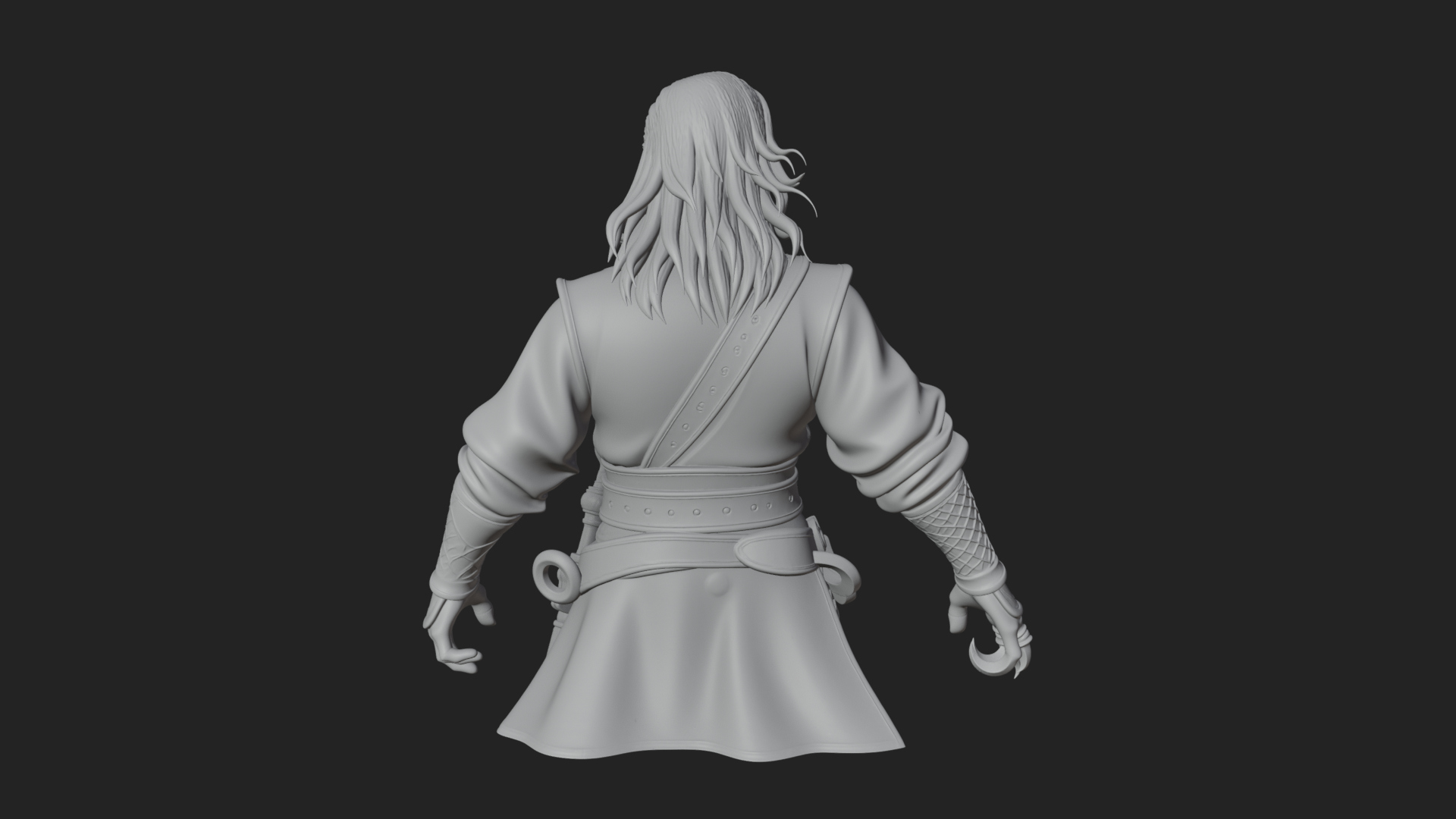 Coat Wearing Swordsman Bust Design 15 3D Print Model 3D Model
