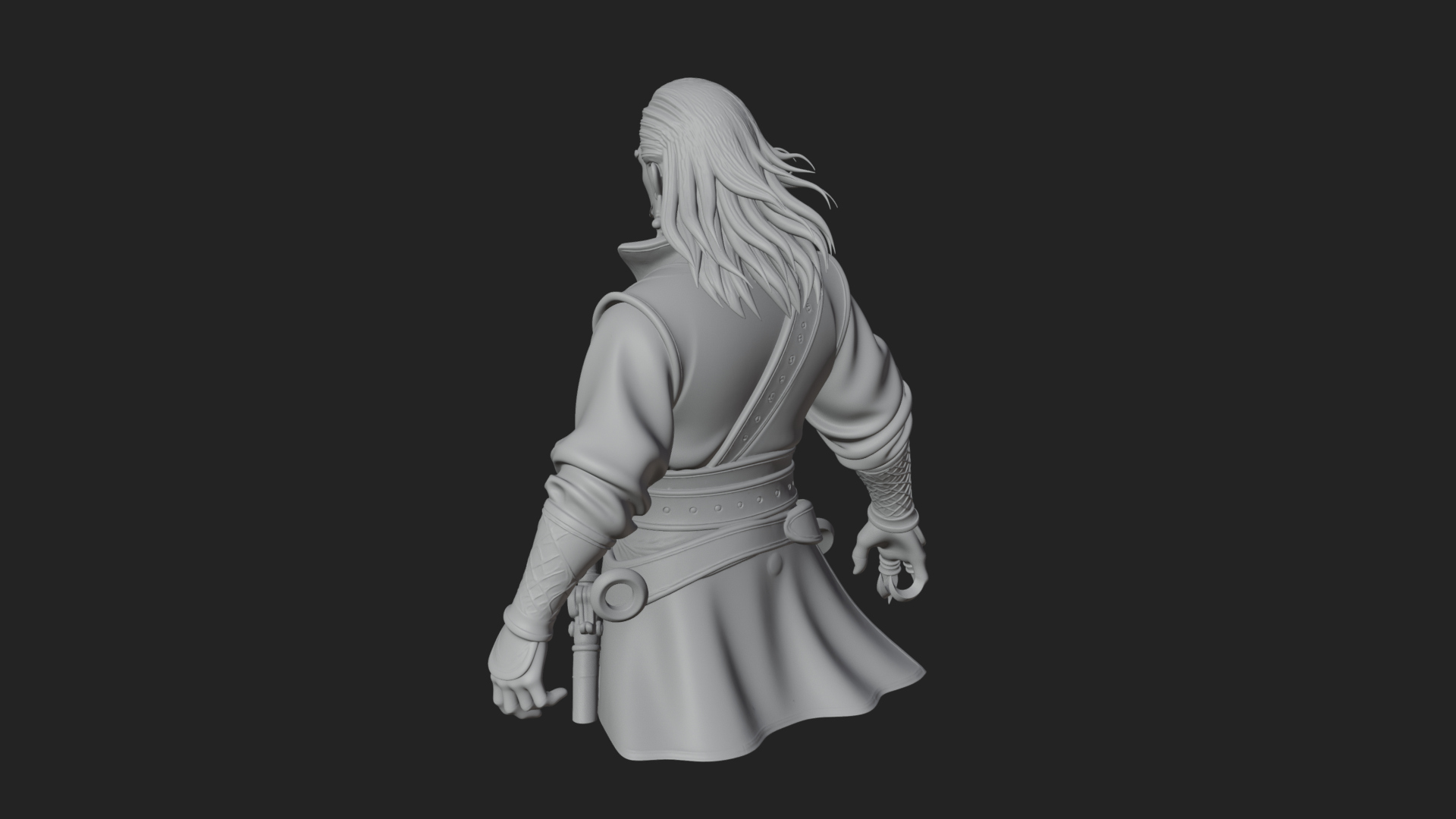 Coat Wearing Swordsman Bust Design 15 3D Print Model 3D Model