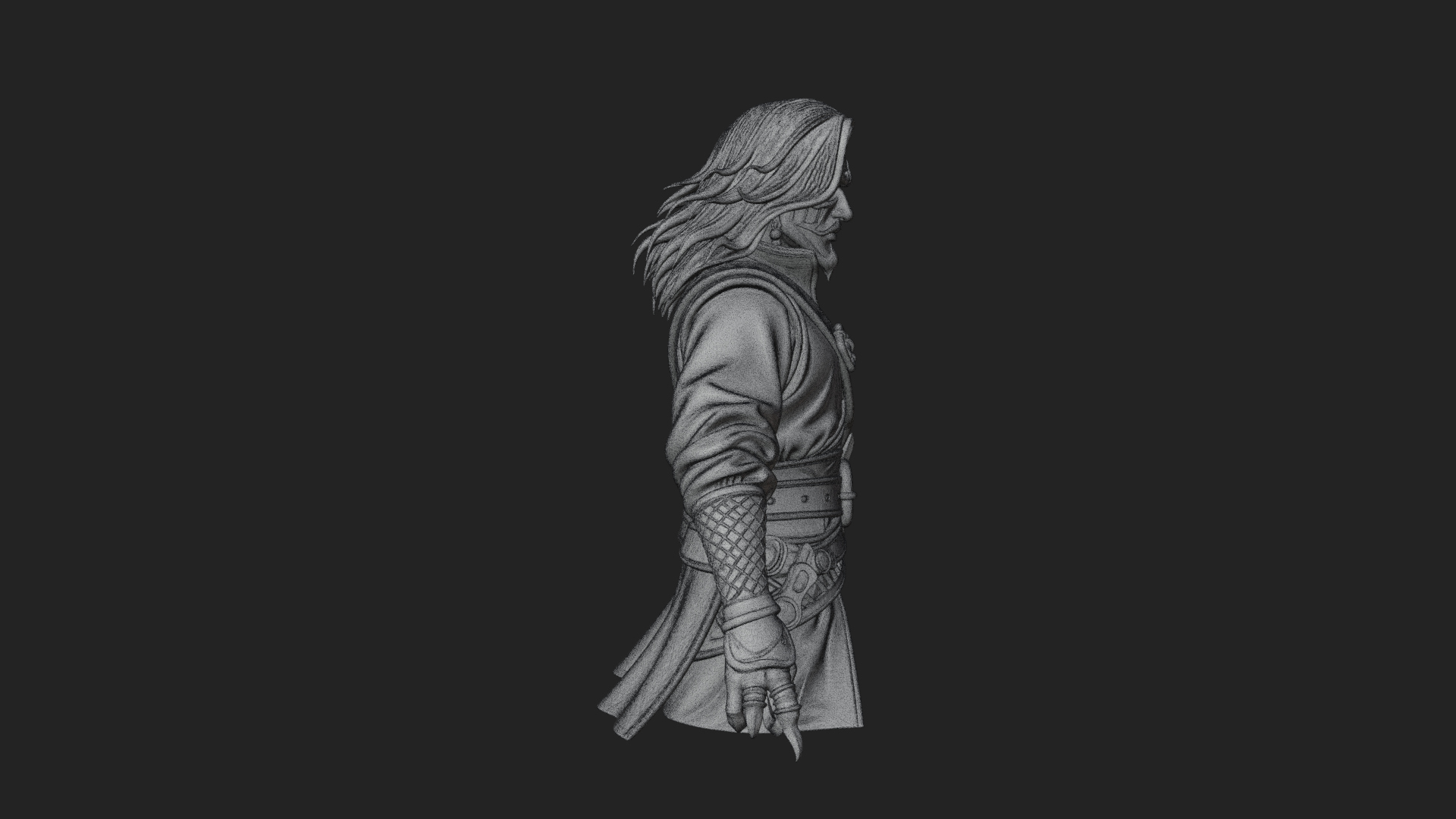 Coat Wearing Swordsman Bust Design 15 3D Print Model 3D Model