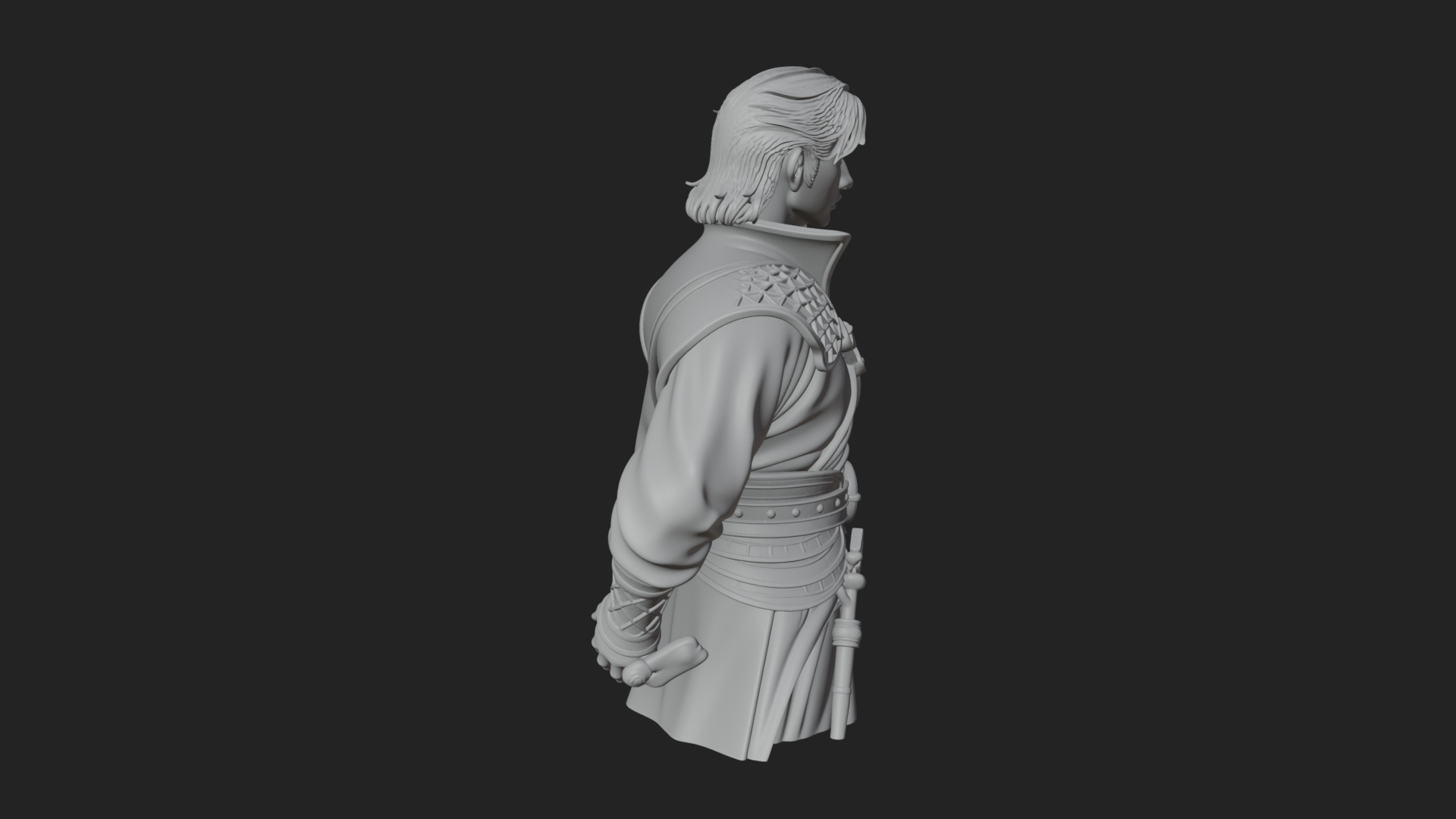 Coat Wearing Swordsman Bust Design 16 3D Print Model 3D Model