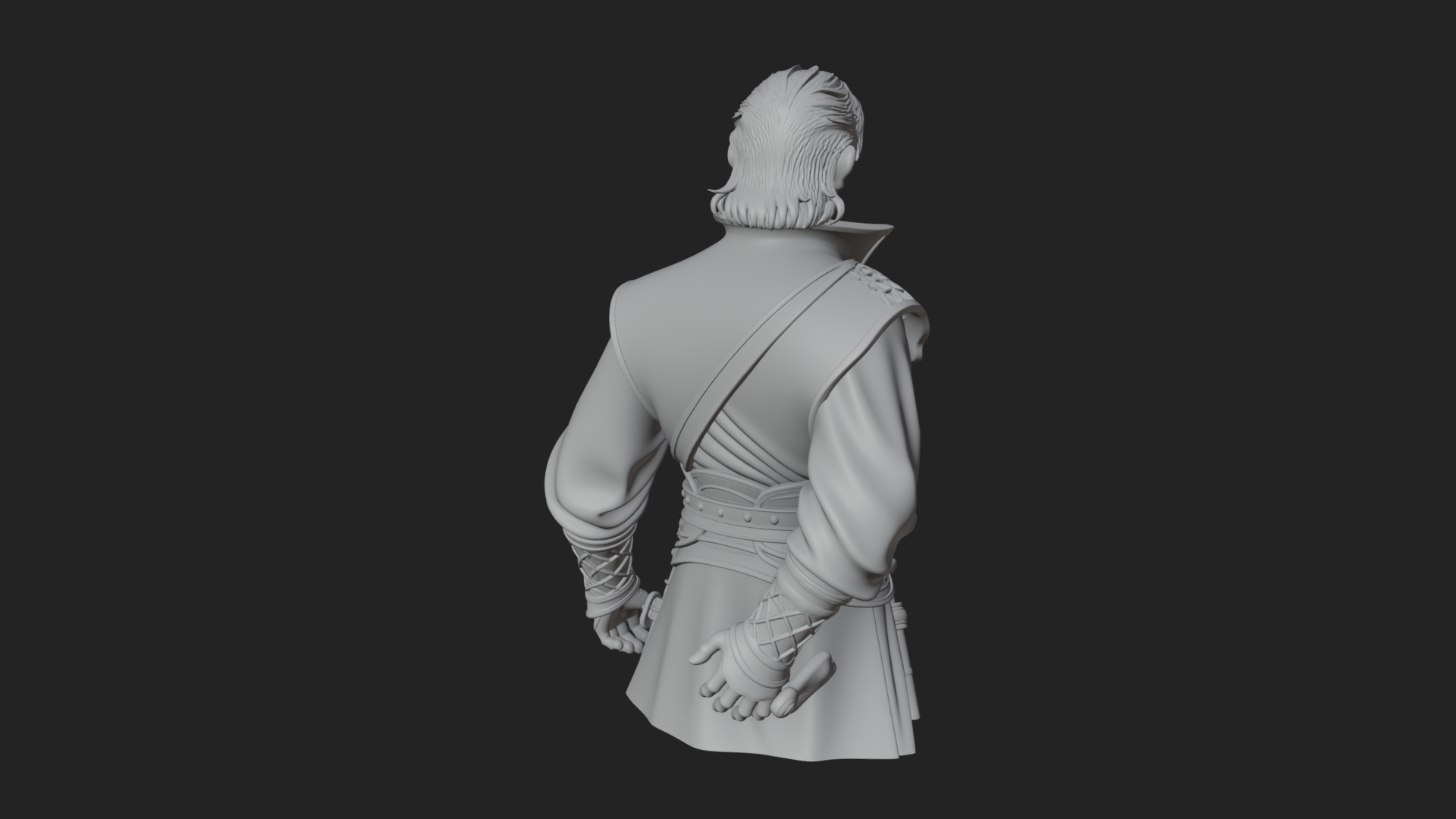 Coat Wearing Swordsman Bust Design 16 3D Print Model 3D Model