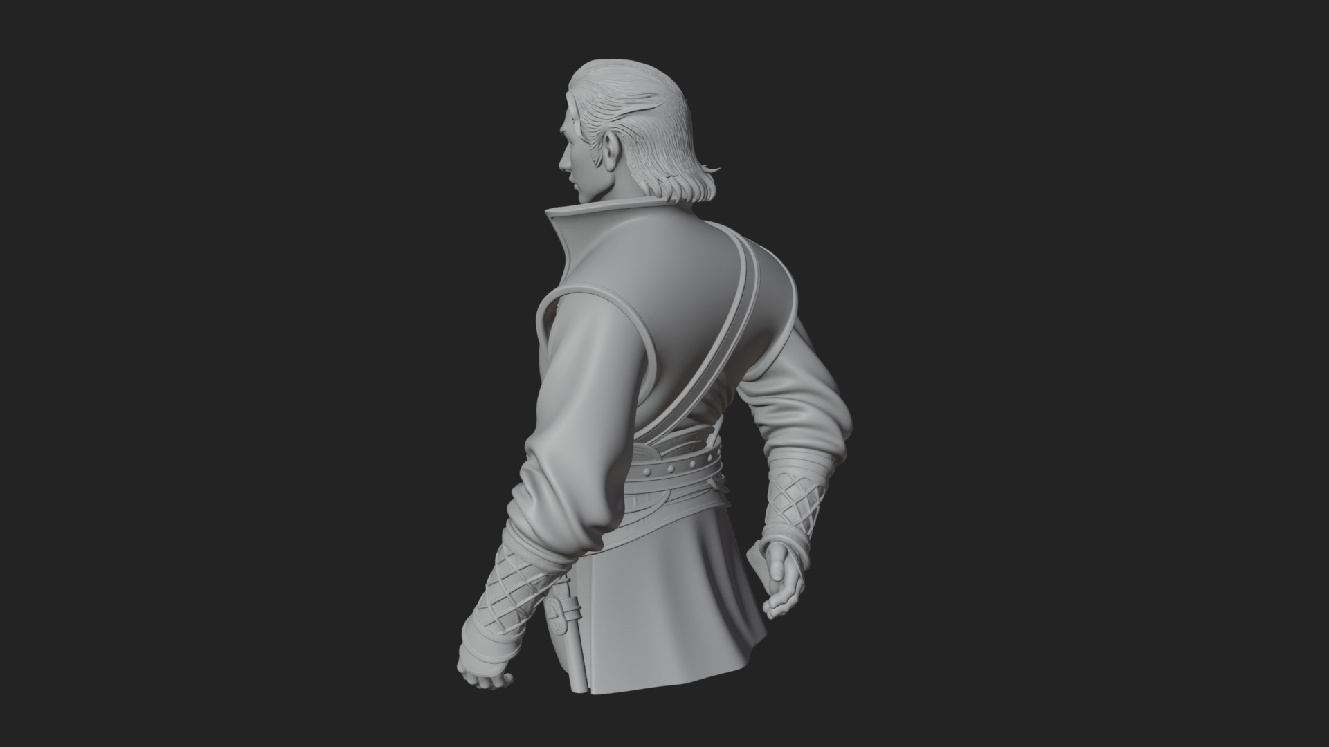 Coat Wearing Swordsman Bust Design 16 3D Print Model 3D Model