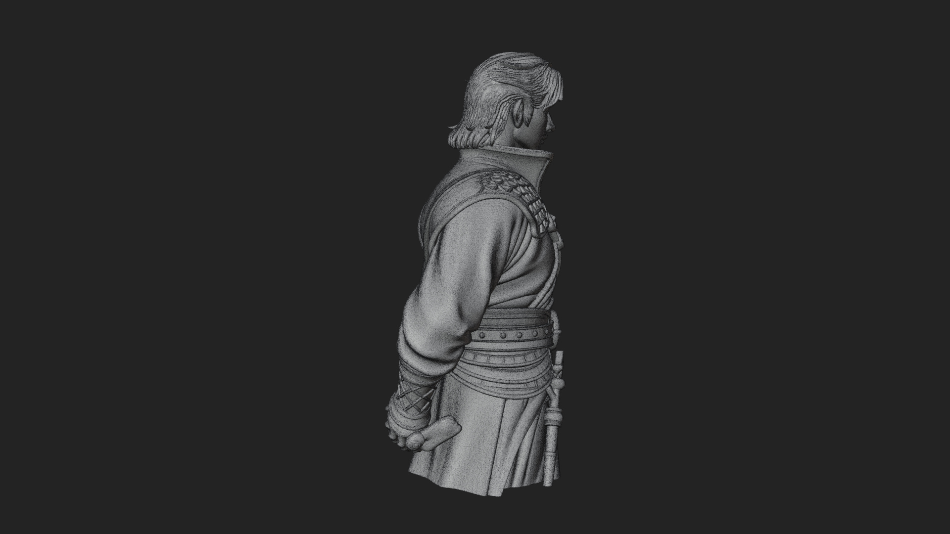 Coat Wearing Swordsman Bust Design 16 3D Print Model 3D Model