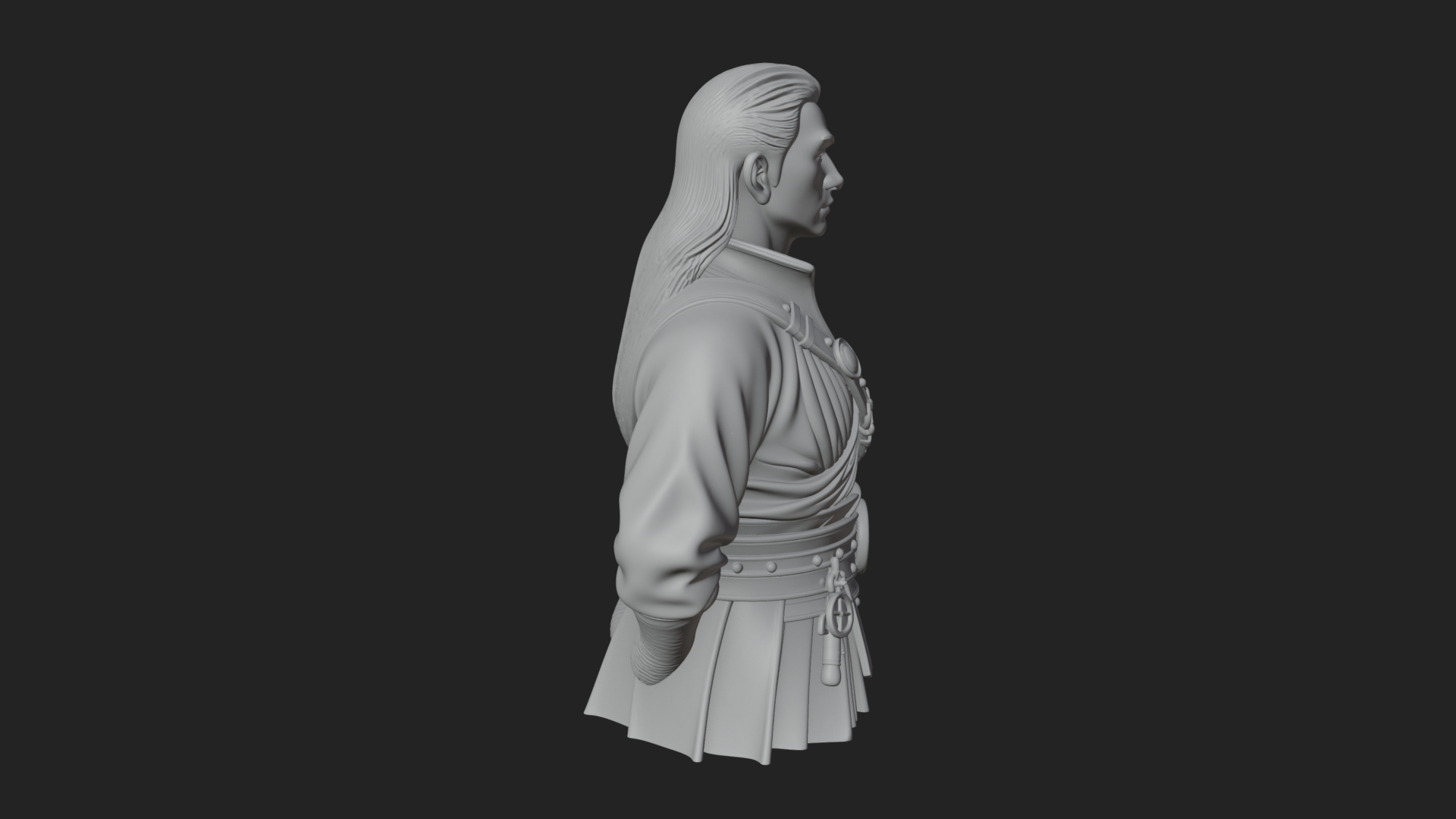 Coat Wearing Swordsman Bust Design 17 3D Print Model 3D Model