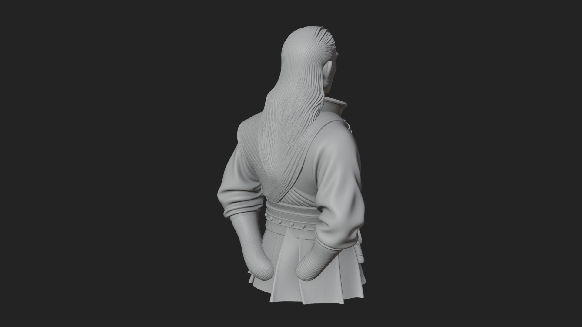 Coat Wearing Swordsman Bust Design 17 3D Print Model 3D Model