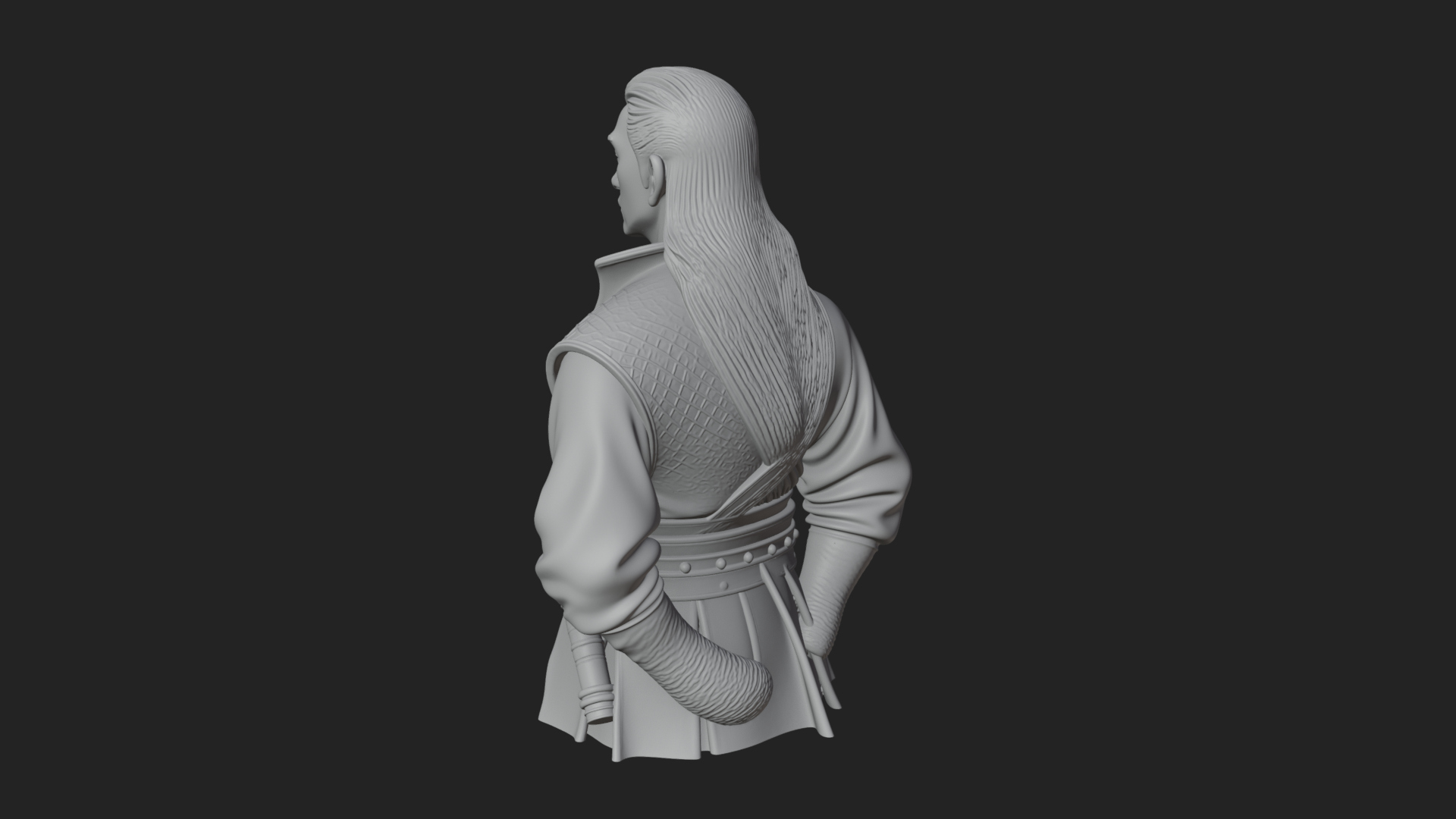 Coat Wearing Swordsman Bust Design 17 3D Print Model 3D Model
