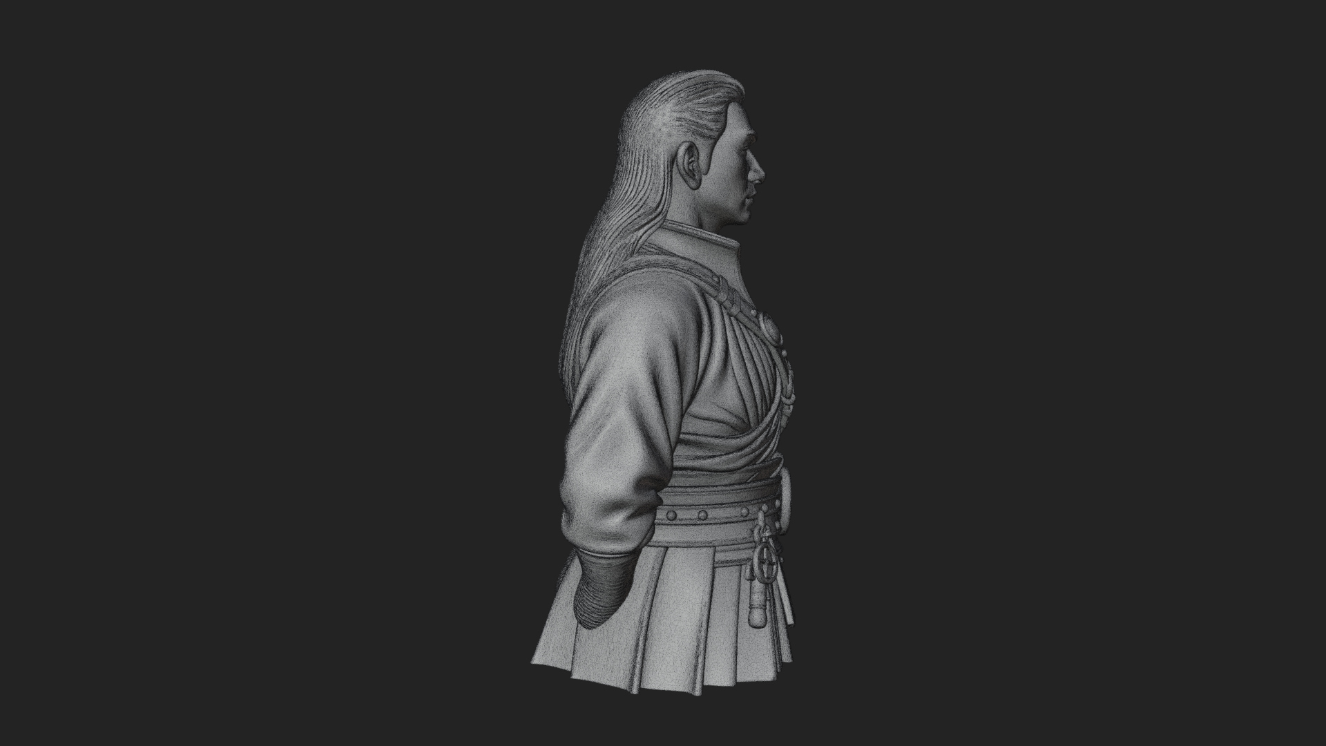 Coat Wearing Swordsman Bust Design 17 3D Print Model 3D Model