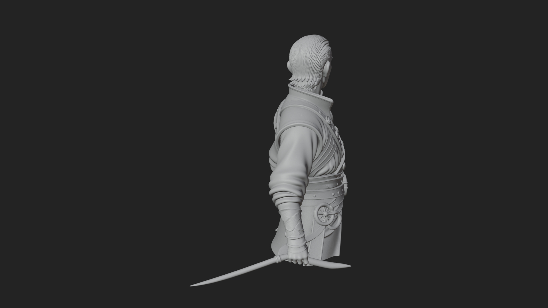 Coat Wearing Swordsman Bust Design 18 3D Print Model 3D Model