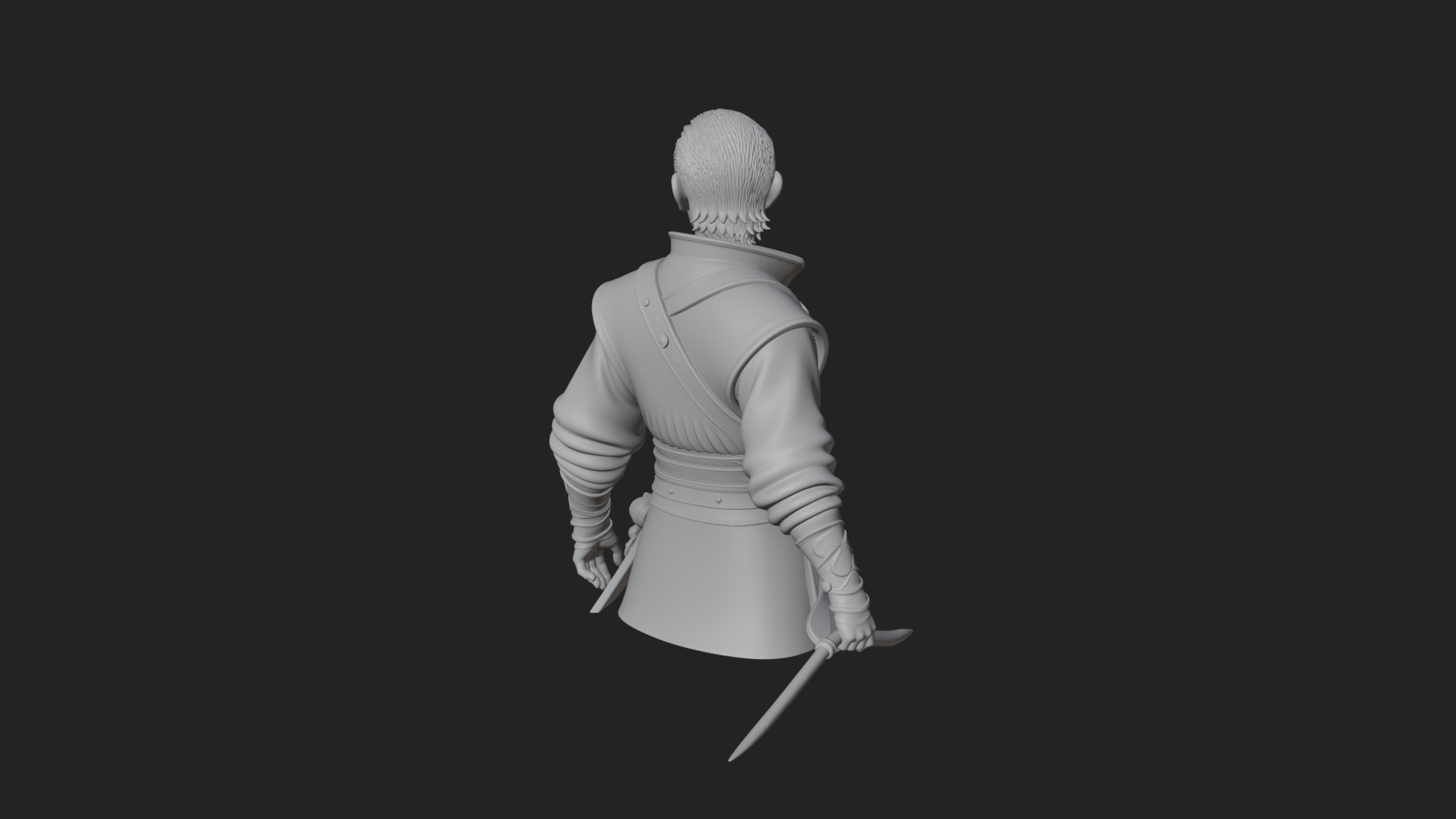Coat Wearing Swordsman Bust Design 18 3D Print Model 3D Model