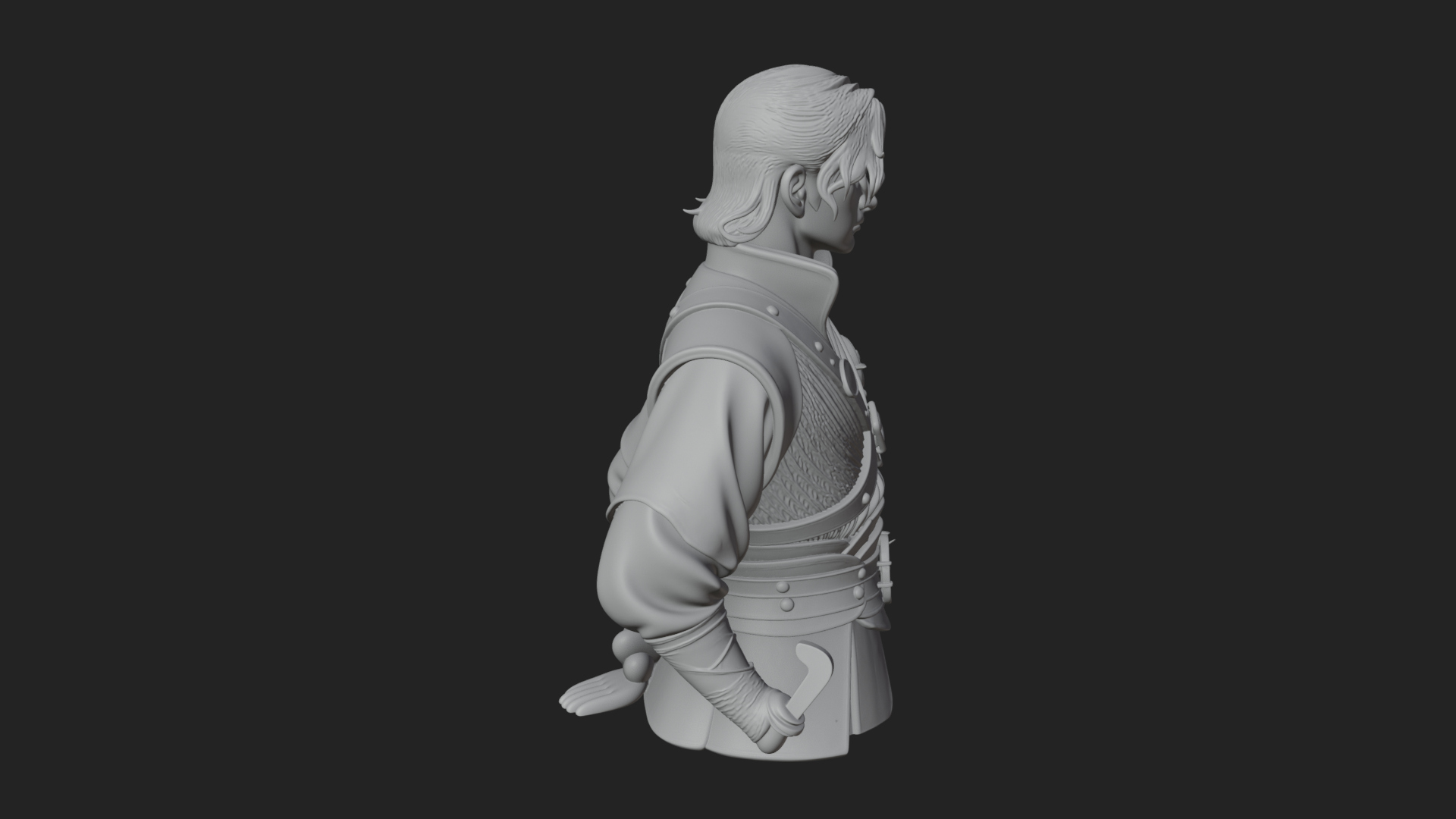 Coat Wearing Swordsman Bust Design 19 3D Print Model 3D Model