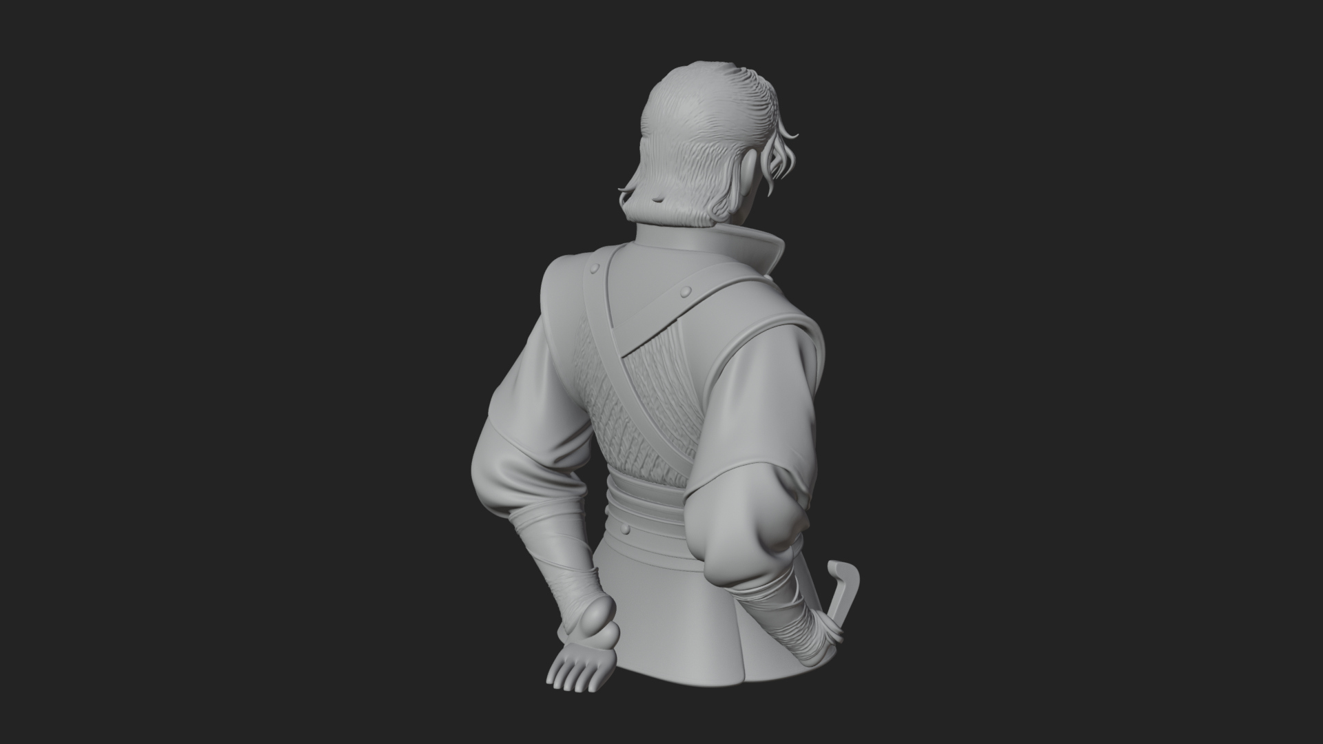 Coat Wearing Swordsman Bust Design 19 3D Print Model 3D Model